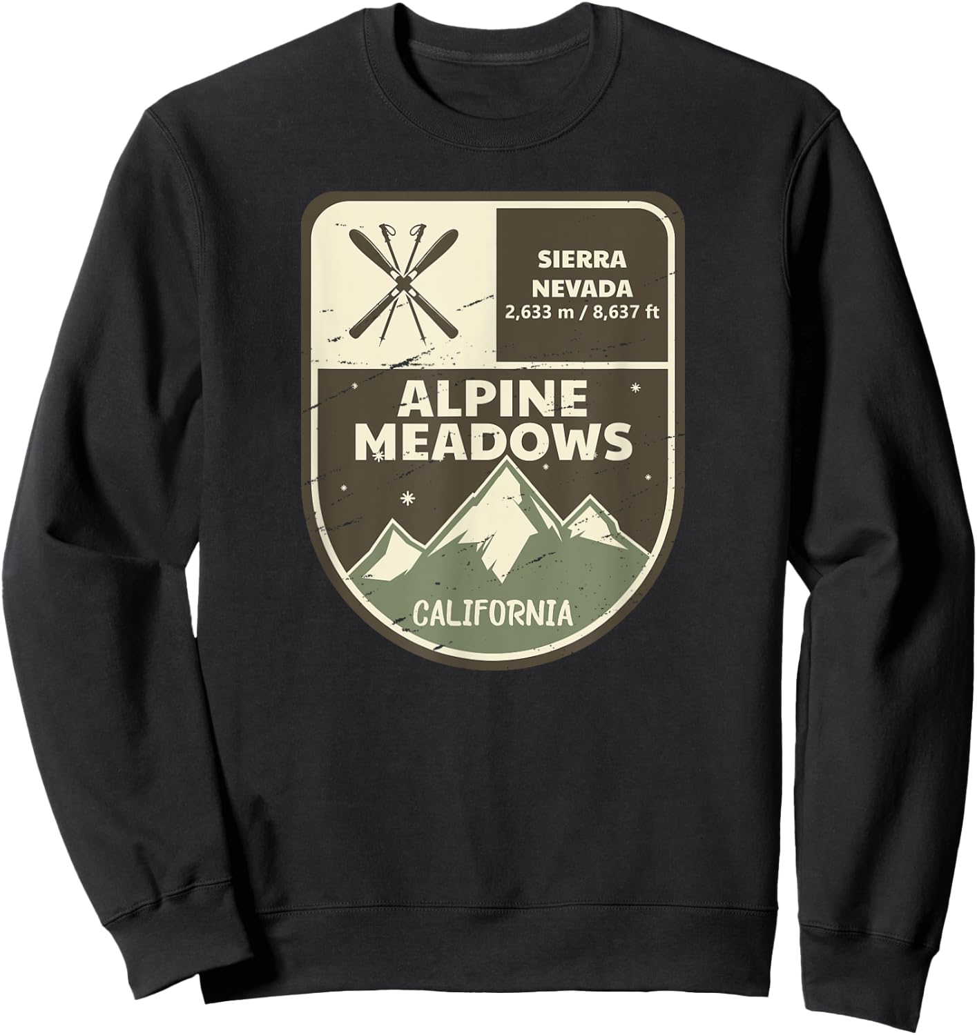 Alpine Meadows California Vintage Sweatshirt - Sweatshirt | Black