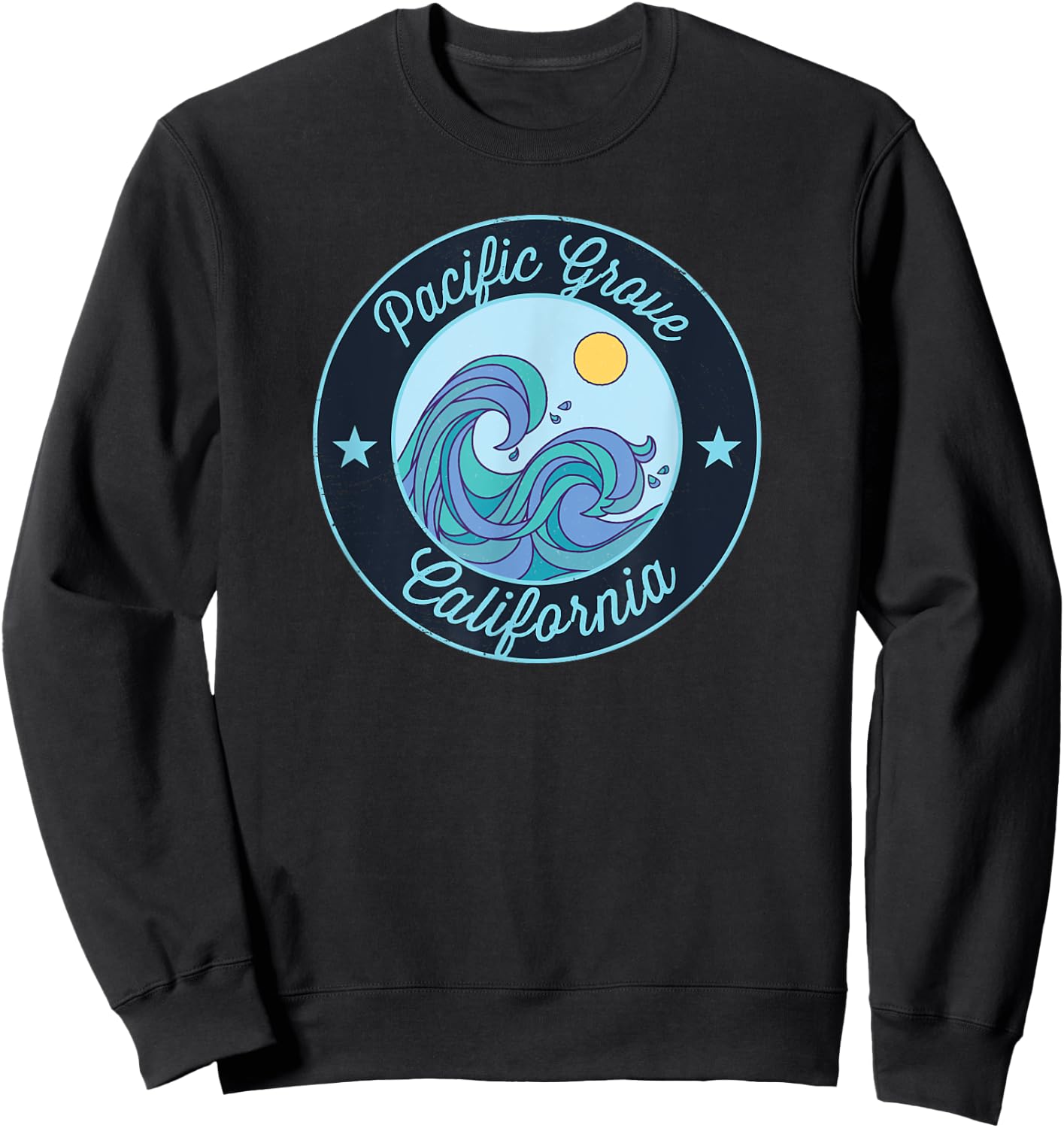Pacific Grove CA California Souvenir Nautical Surfer Graphic Sweatshirt - Sweatshirt | Black