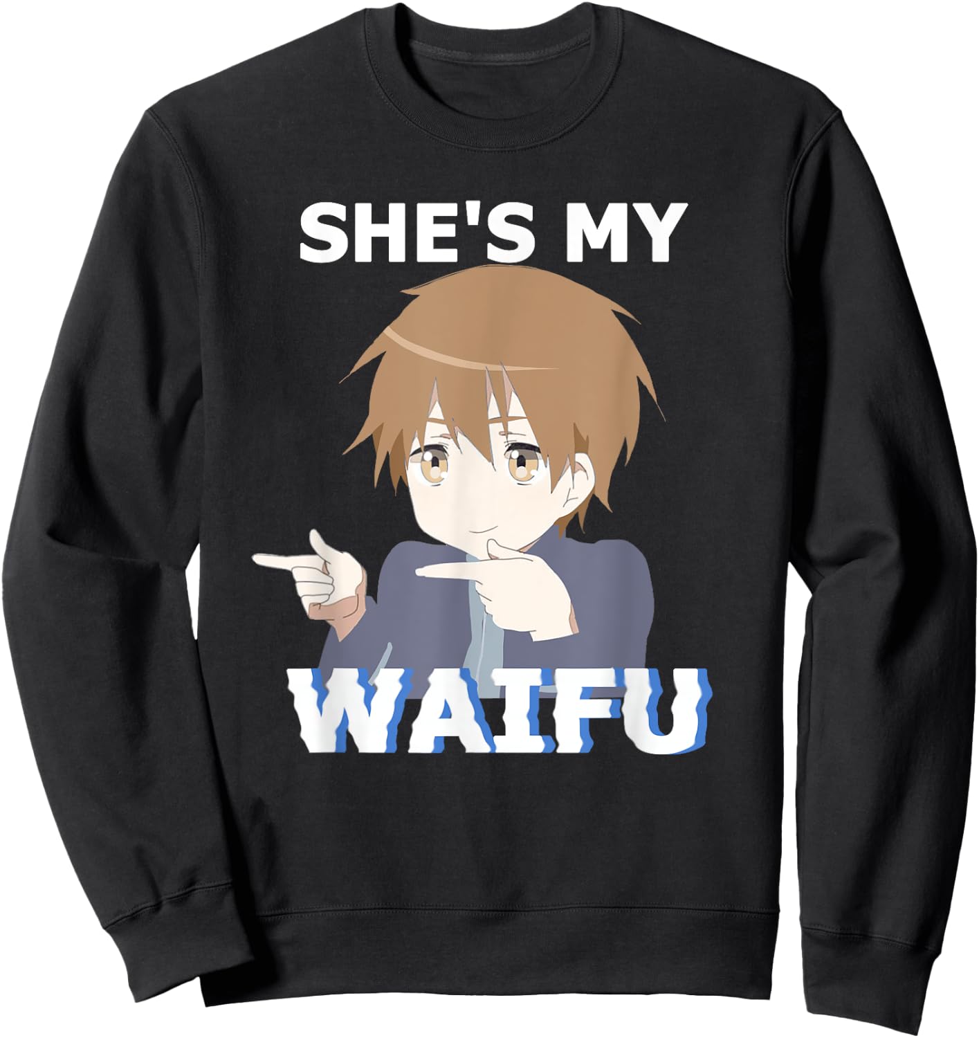 She's my Waifu He's my Husbando Anime Manga Couple Matching Sweatshirt - Sweatshirt | Black