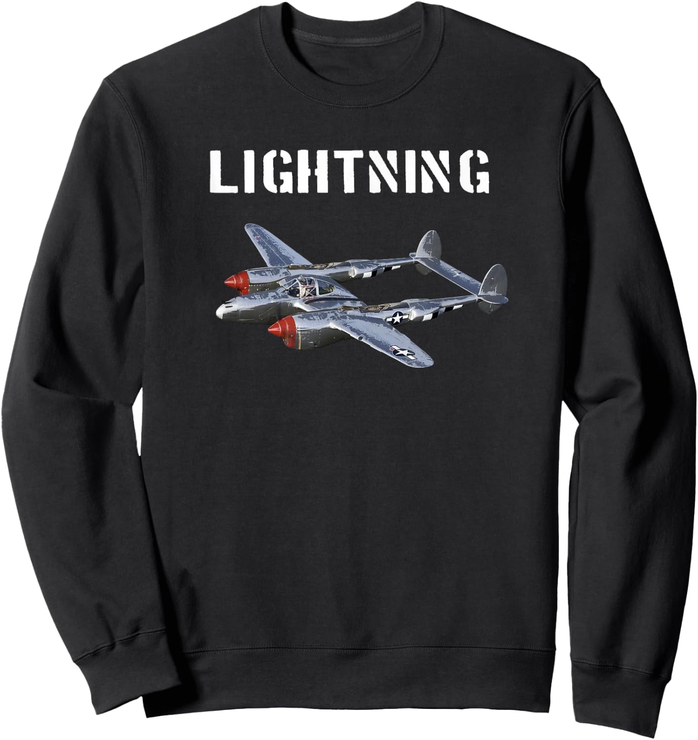 P-38 Lightning WW2 Fighter Plane US Pilot Sweatshirt - Sweatshirt | Black