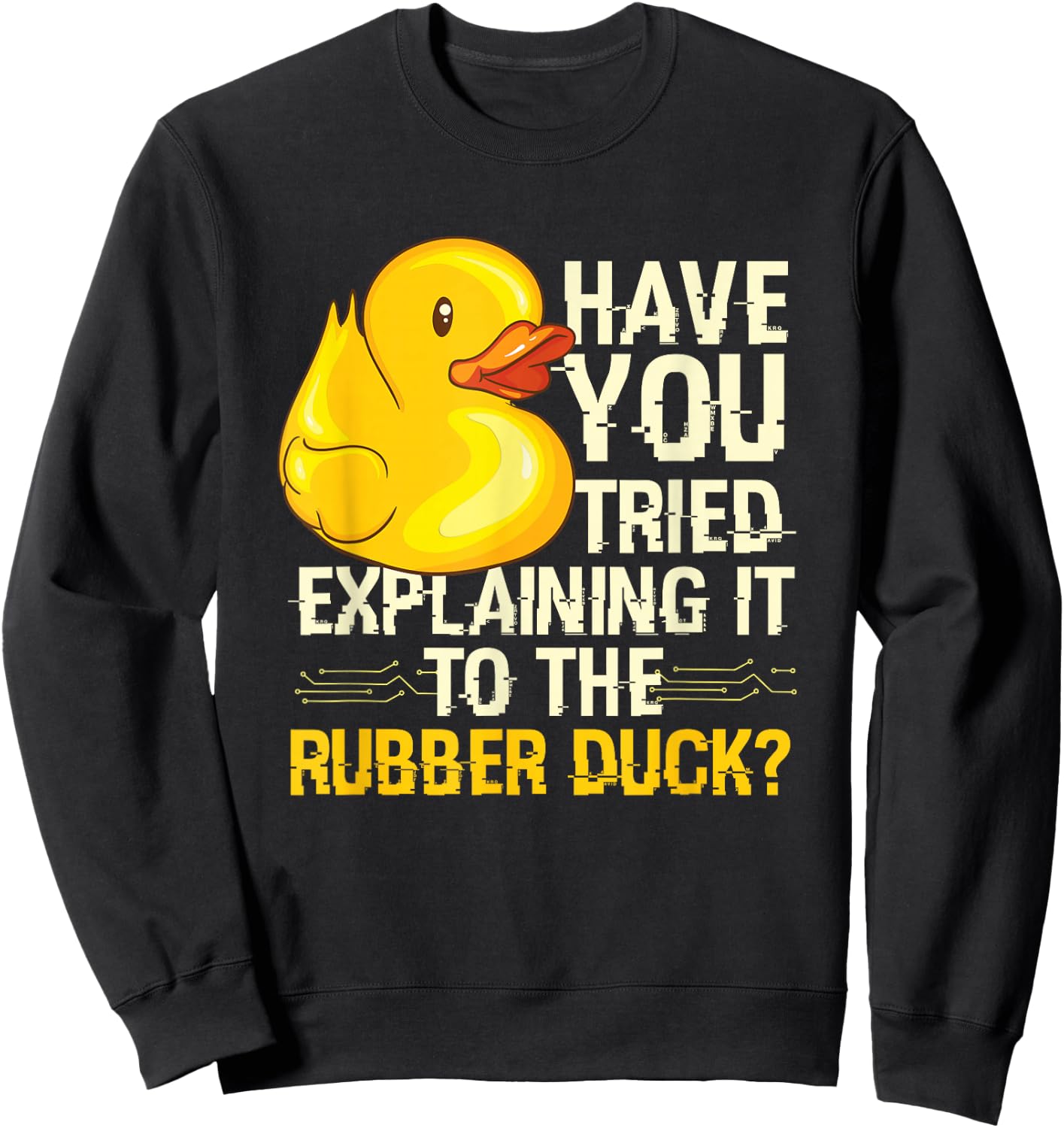 Programmer Designs & Co. by mb. Funny Rubber Duck Debugging - Men's Adults Black Cotton Short Sleeve Classic Fit - Small Sweatshirt - Sweatshirt | Black