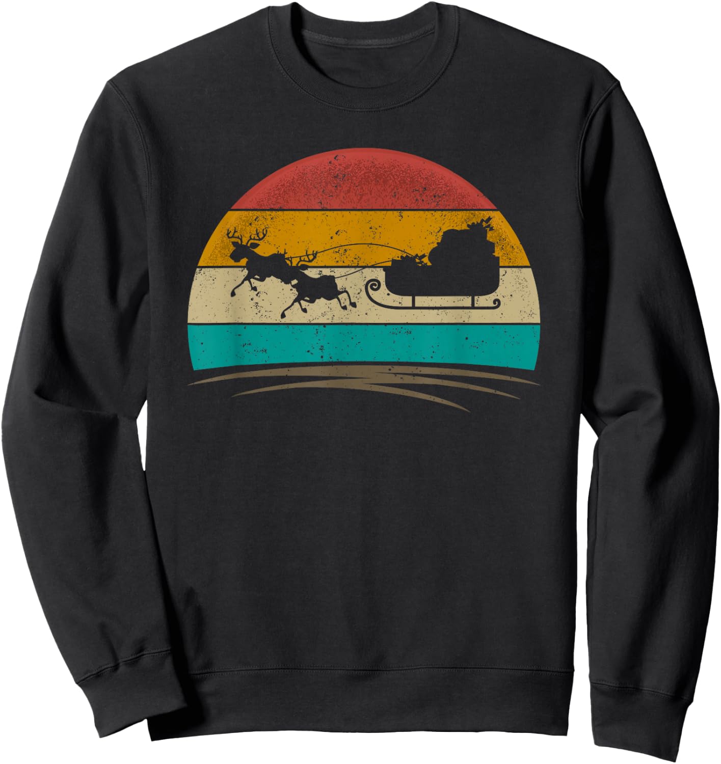 Santa Retro Vintage 70s Distressed Christmas Men Women Sweatshirt - Sweatshirt | Black