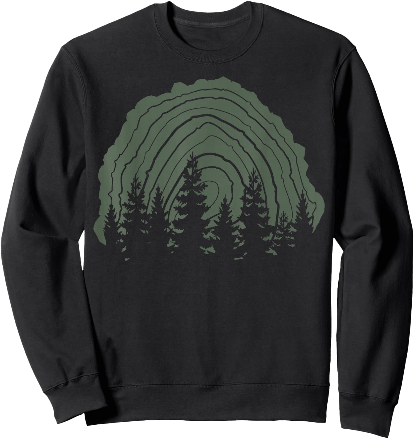 Wood Stump Tree Line Silhouette Sweatshirt - Sweatshirt | Black
