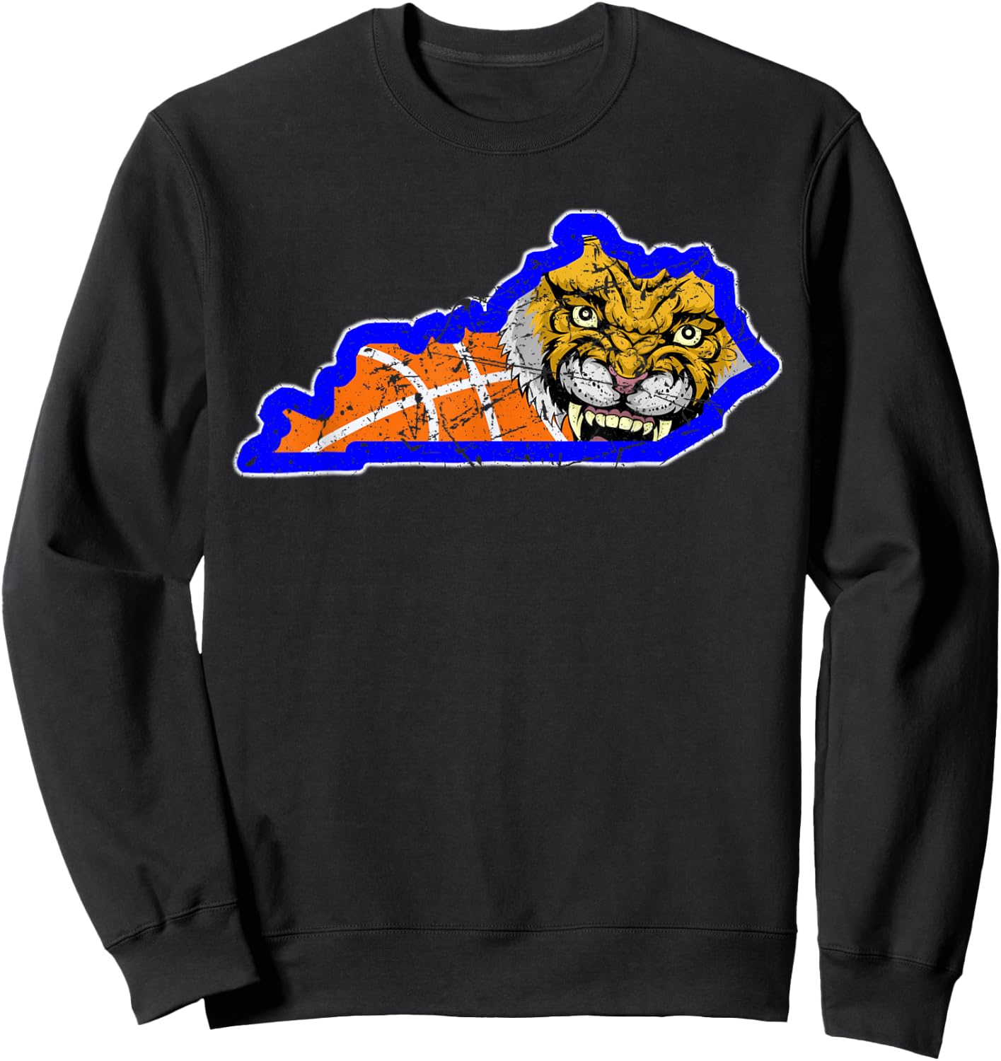 Vintage Worn State of Kentucky Basketball State Shape Sweatshirt - Sweatshirt | Black
