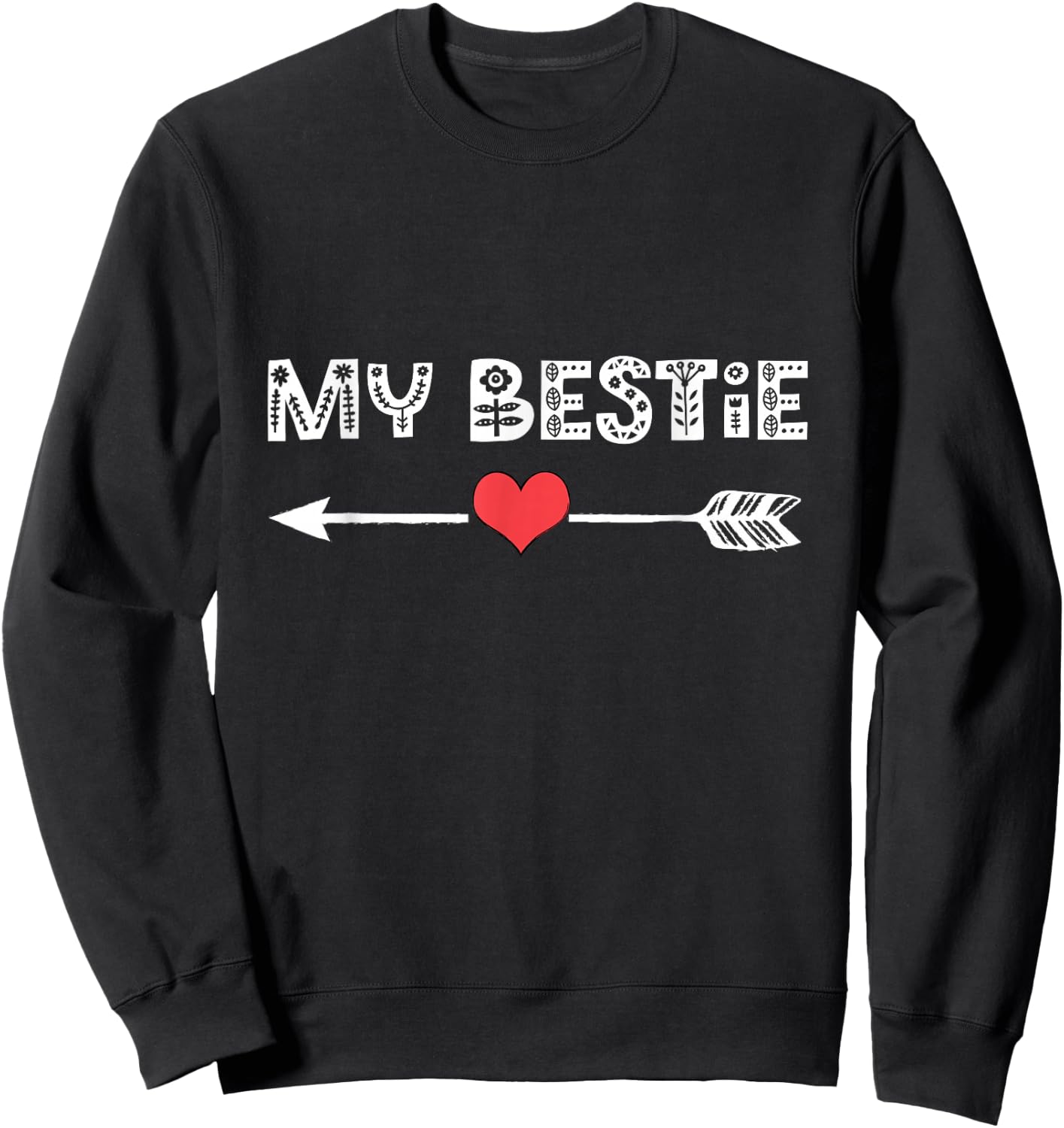 My Bestie BFF Best Friend Left Arrow Heart Love Matching Sweatshirt - Sweatshirt | Black