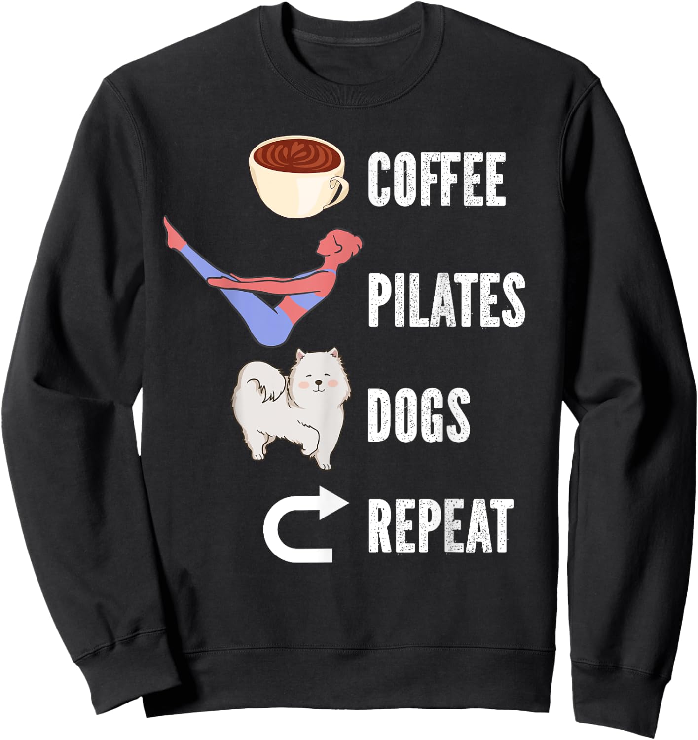 Coffee Pilates Dogs Repeat Design For Dog And Pilates Lovers Women Girls Kids Sweatshirt - Sweatshirt | Black