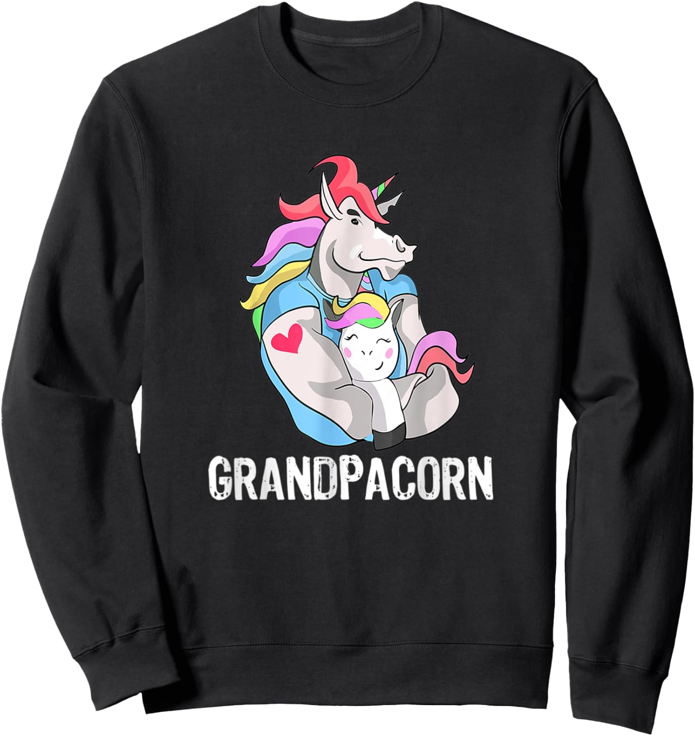 Grandpacorn Unicorn Grandpa And Grandson Sweatshirt - Sweatshirt | Black