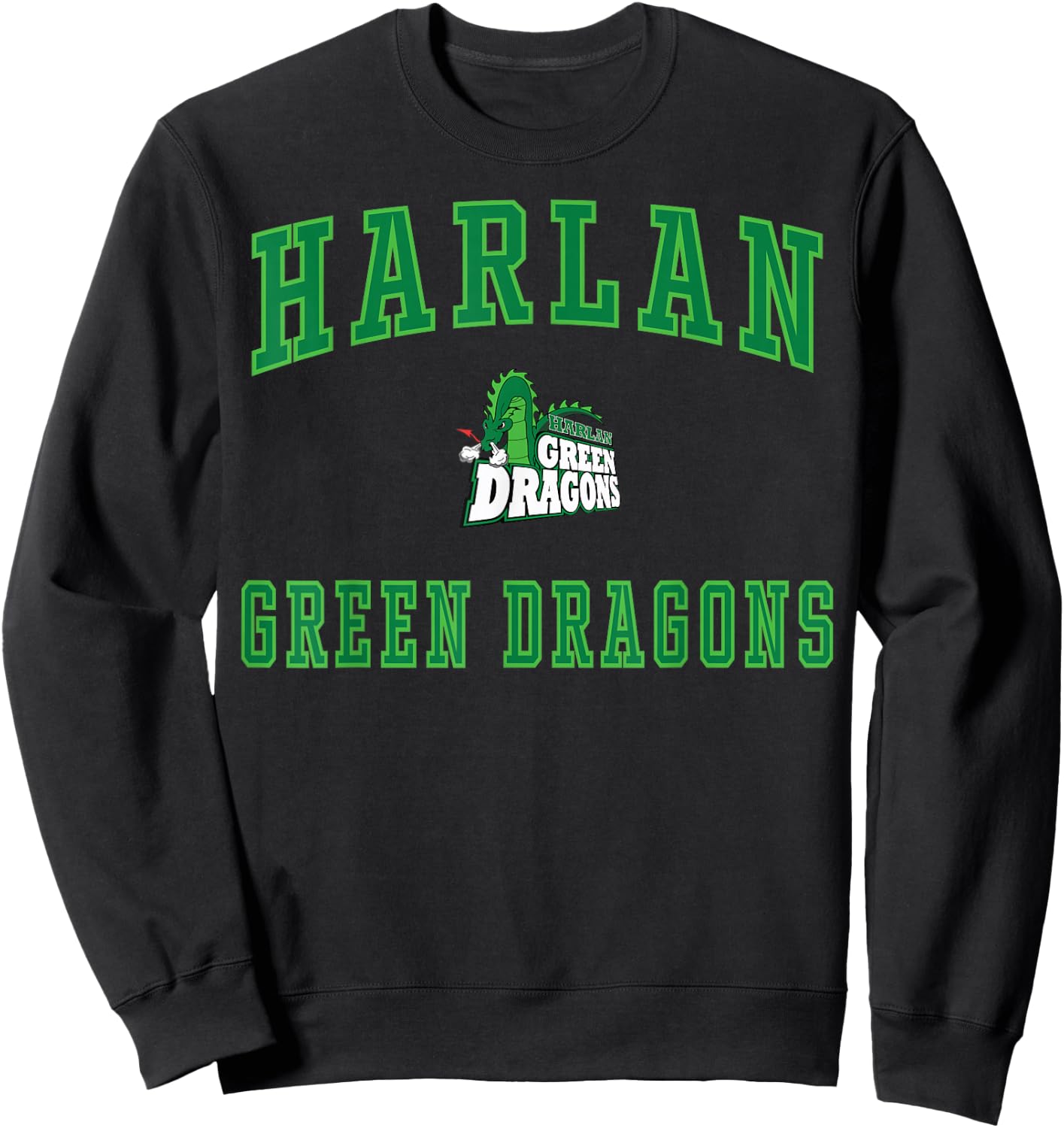 Harlan High School Green Dragons C1 Sweatshirt - Sweatshirt | Black