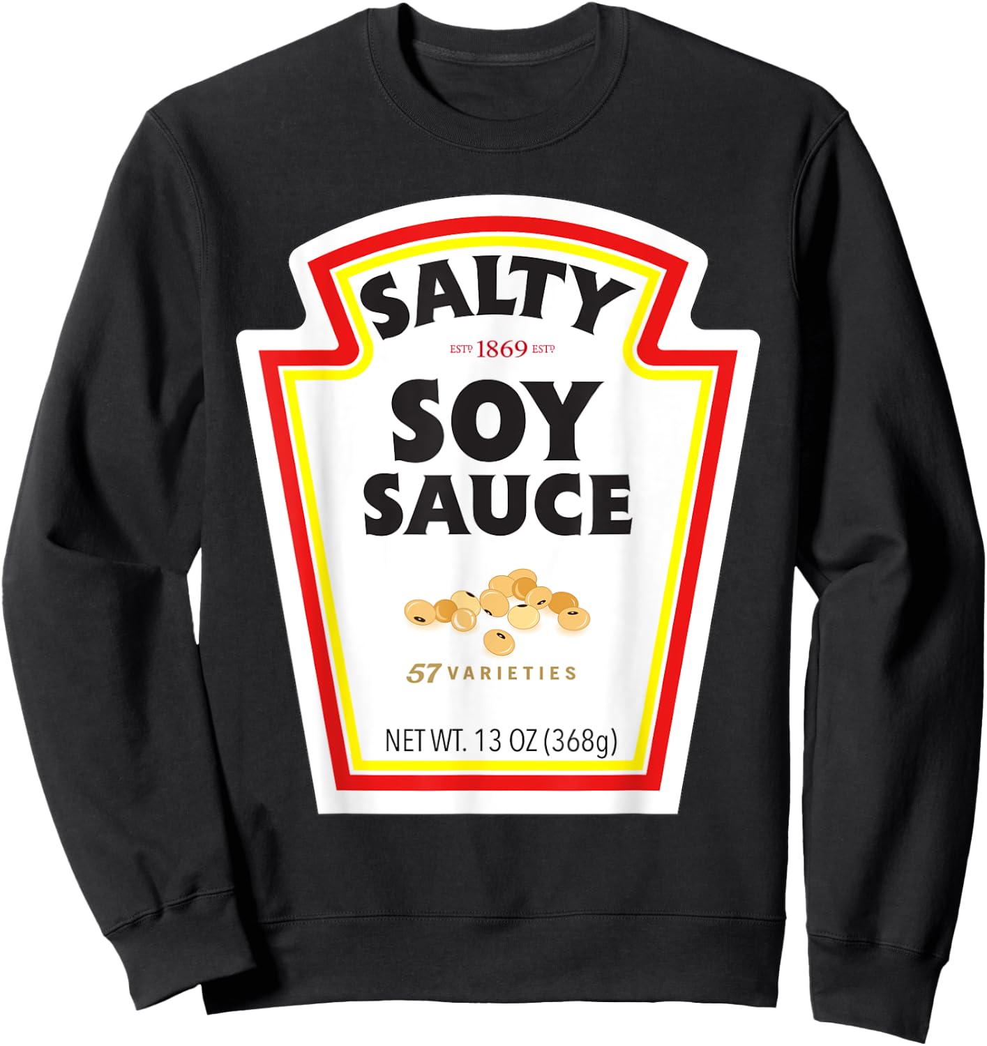 Halloween Matching Costume Salty Soy Sauce Bottle Label Sweatshirt - Sweatshirt | Black