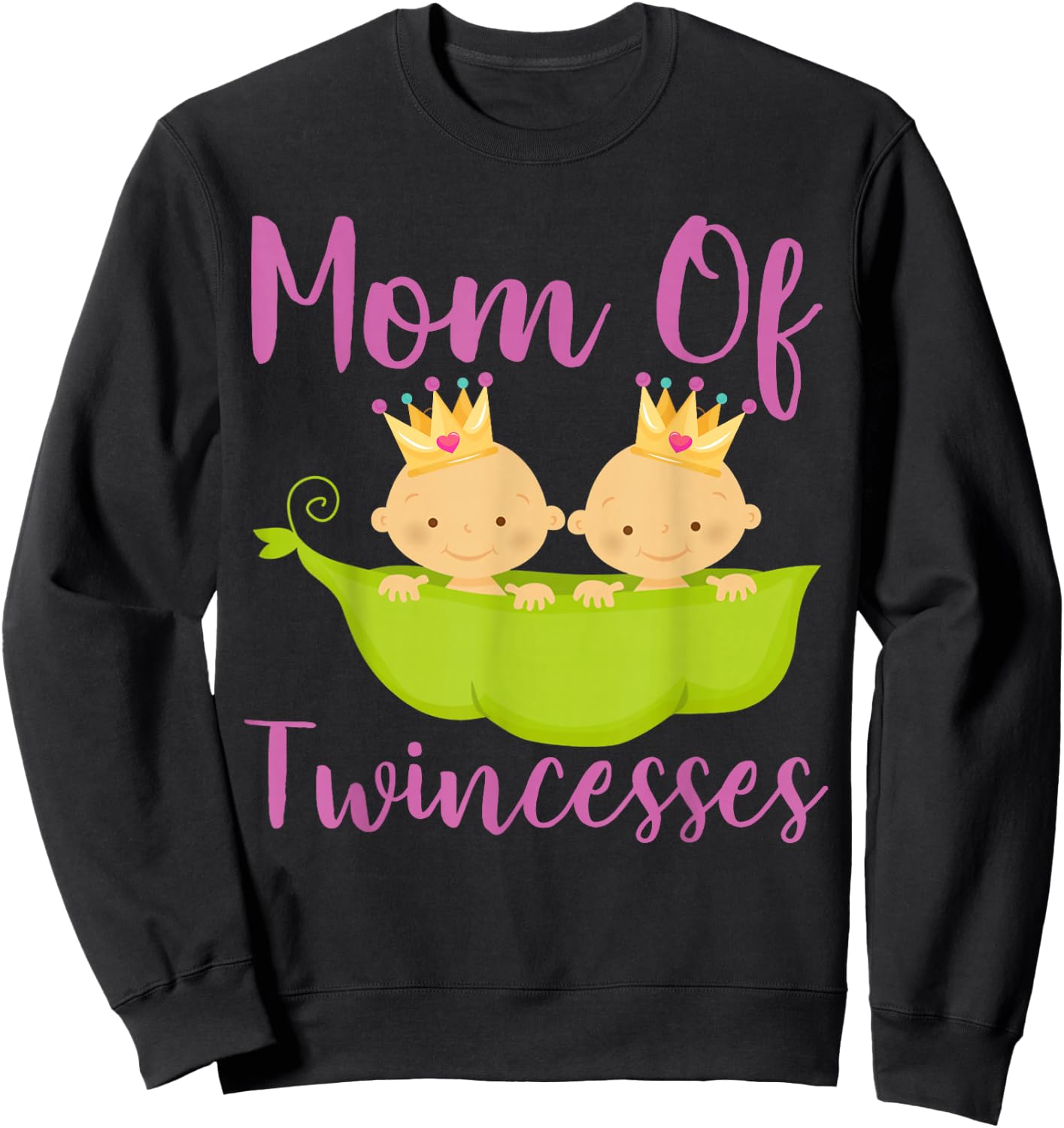 Mom of Twins Girls Mom of Twincesses Happy Mother's Day Sweatshirt - Sweatshirt | Black
