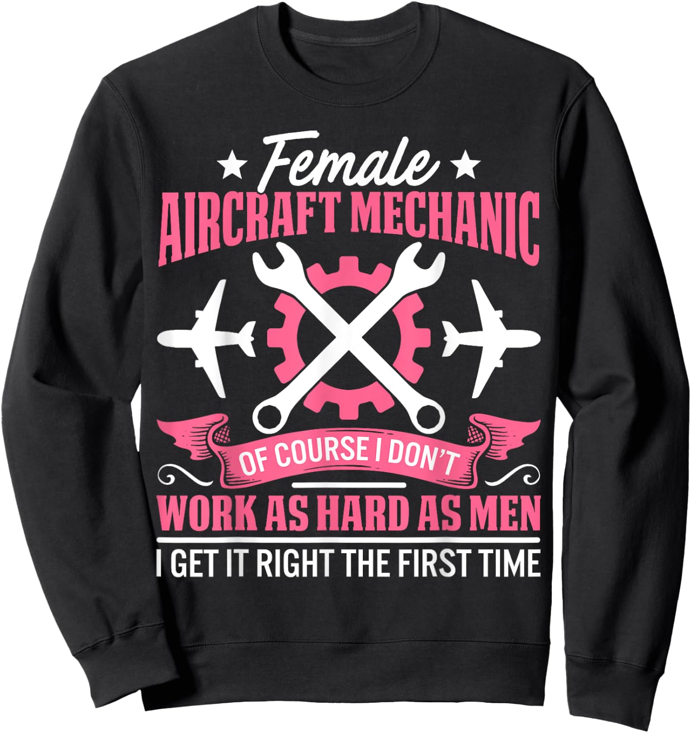 Female Aircraft Mechanic Aviation Mechanic Airplane Mechanic Sweatshirt - Sweatshirt | Black
