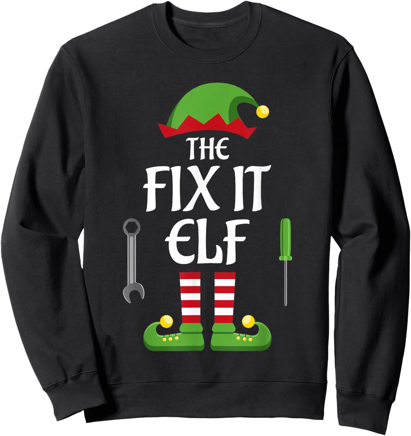 Fix It Elf Family Matching Group Christmas Sweatshirt - Sweatshirt | Black