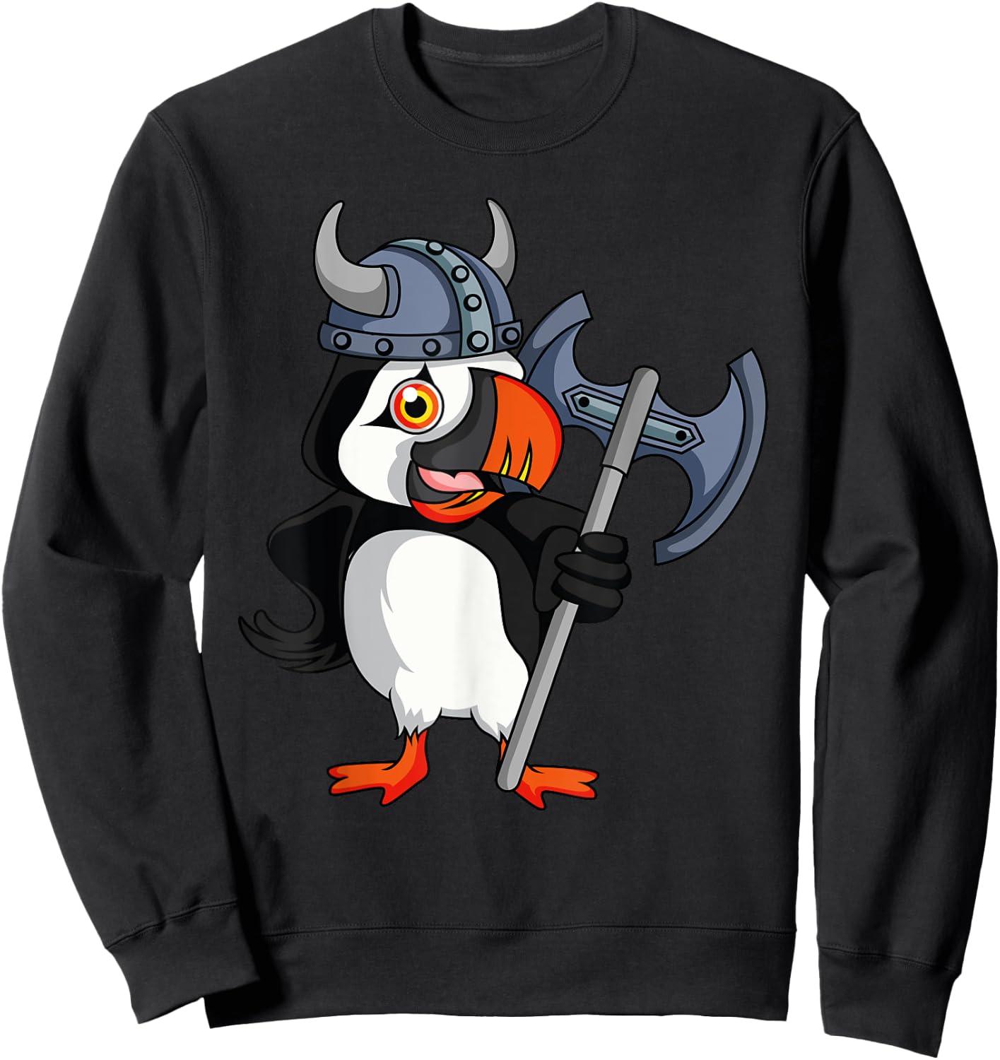 Iceland Puffin Souvenir Viking helmet Sweatshirt - Sweatshirt | Black