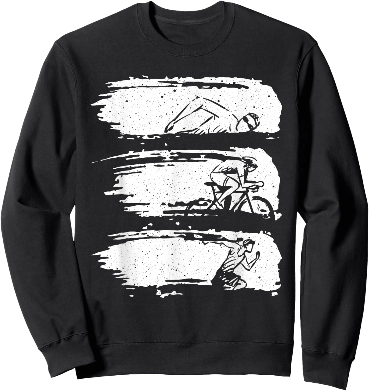 Funny Triathlon Swim Bike Run Design Men Women Triathletes Sweatshirt - Sweatshirt | Black