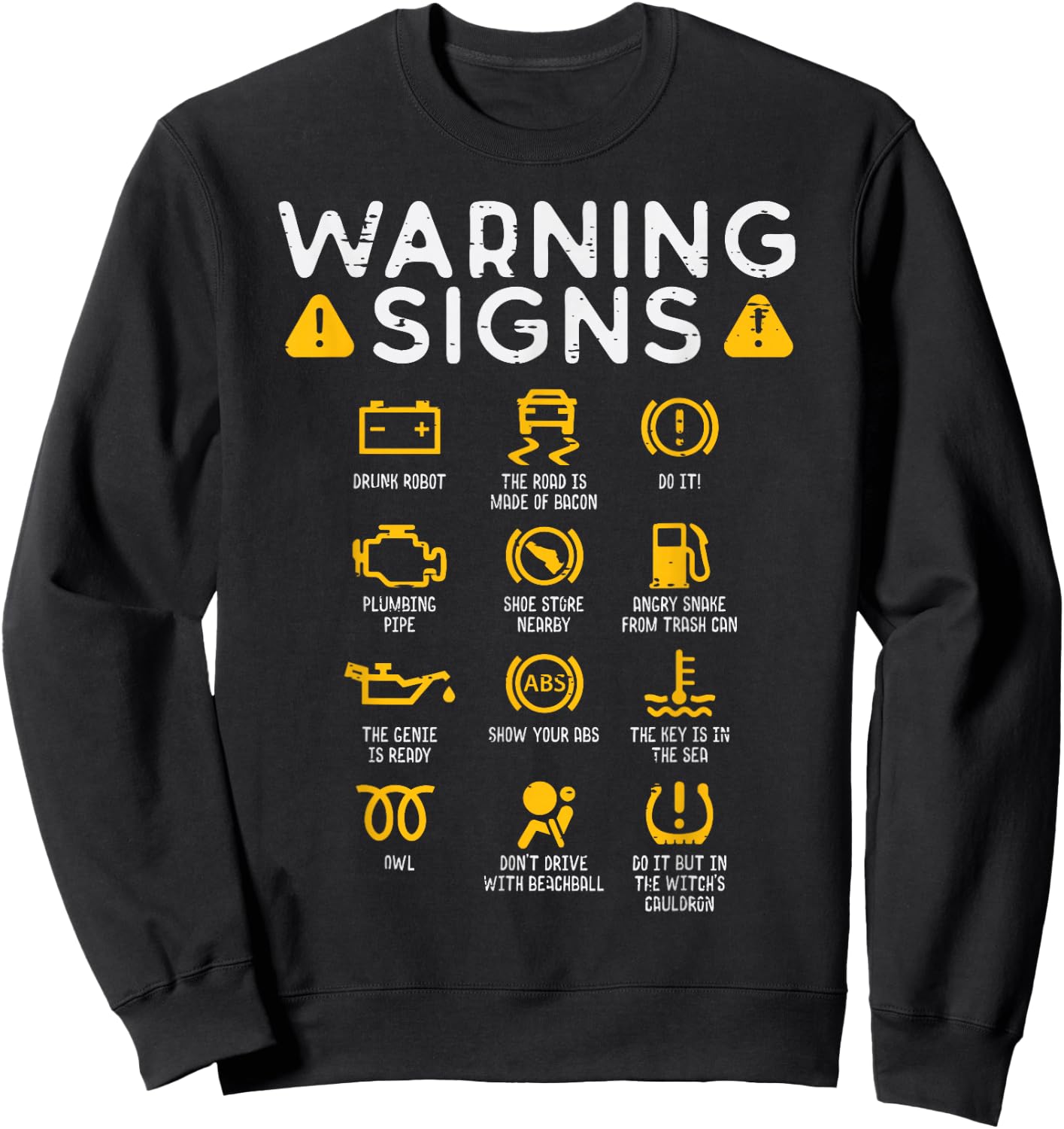 Car Warning Signs Funny Auto Technician Mechanic Garage Men Sweatshirt - Sweatshirt | Black