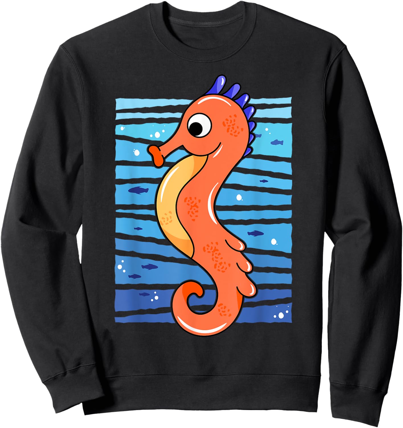 Seahorse Art I Cute Seahorse I Kids Seahorse Sweatshirt - Sweatshirt | Black