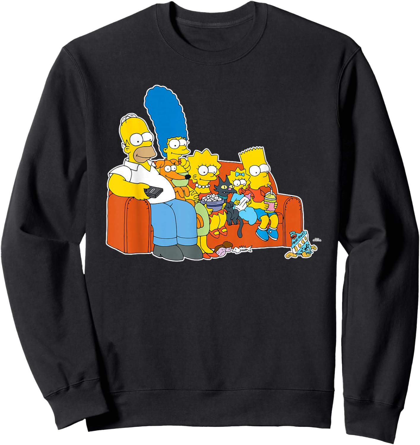 The Simpsons Homer Marge Maggie Bart Lisa Simpson Couch Sweatshirt - Sweatshirt | Black