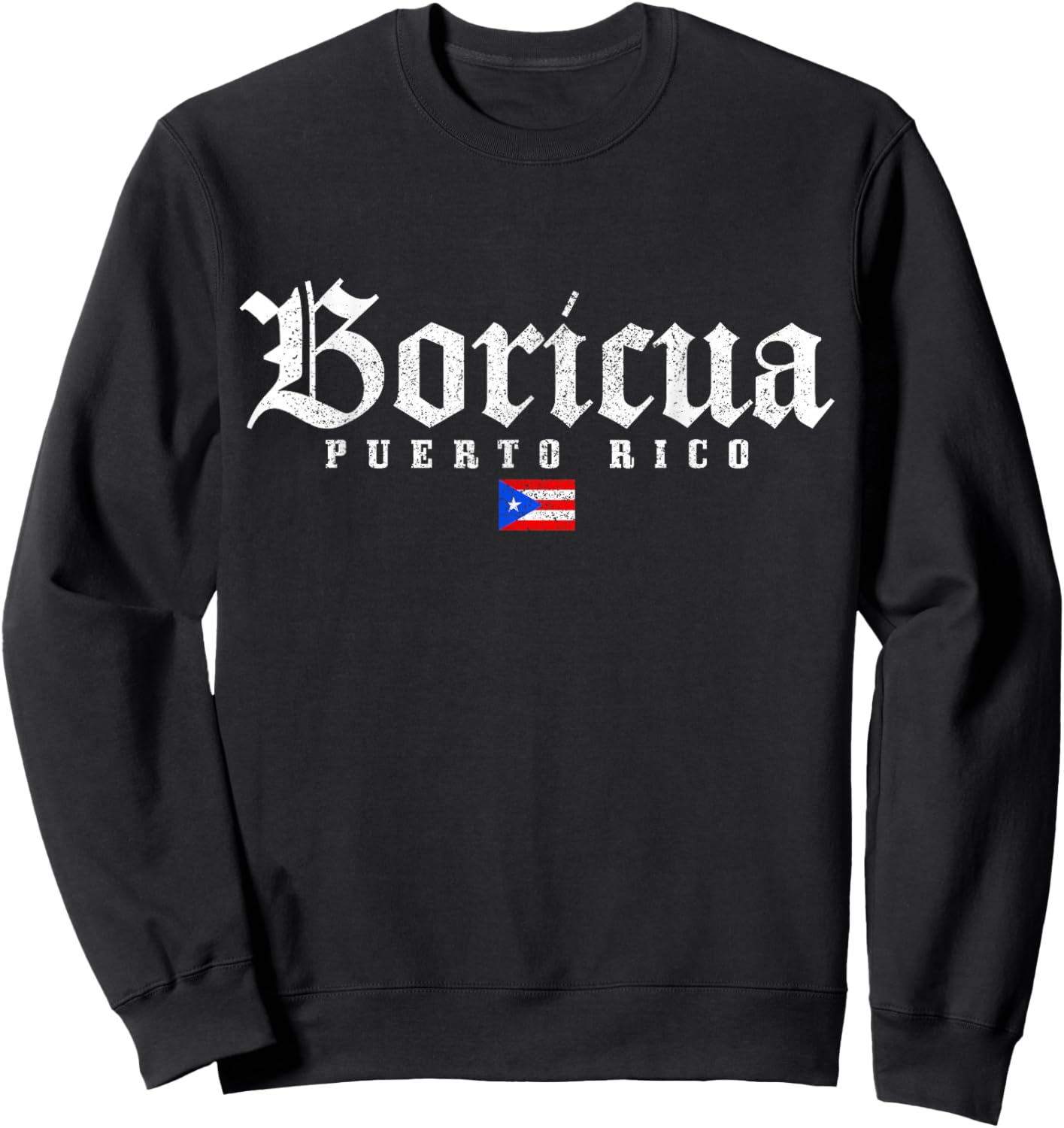 Puerto Rico Boricua Vintage Puerto Rican Flag Pride Sweatshirt - Sweatshirt | Black