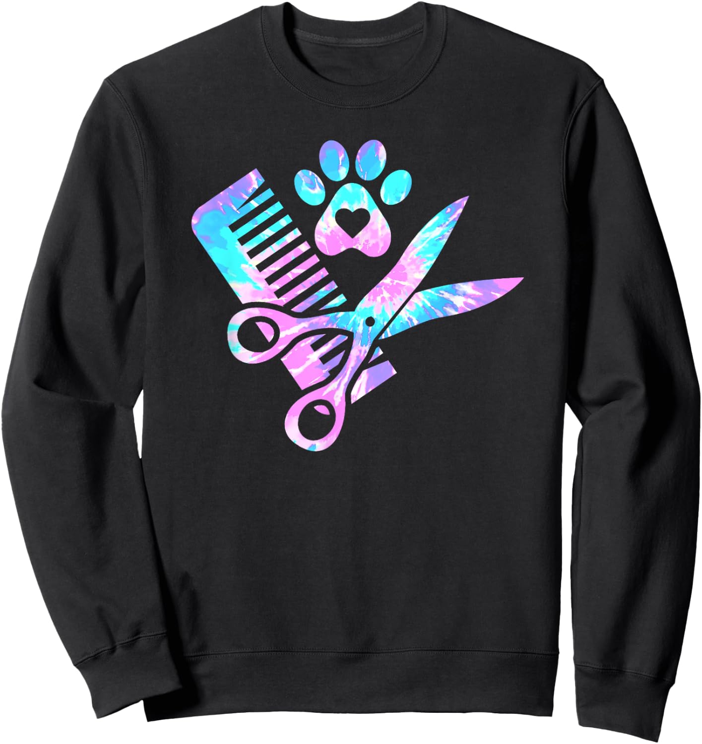 Dog Groomer Tie Dye Dog groomers Matching team Sweatshirt - Sweatshirt | Black