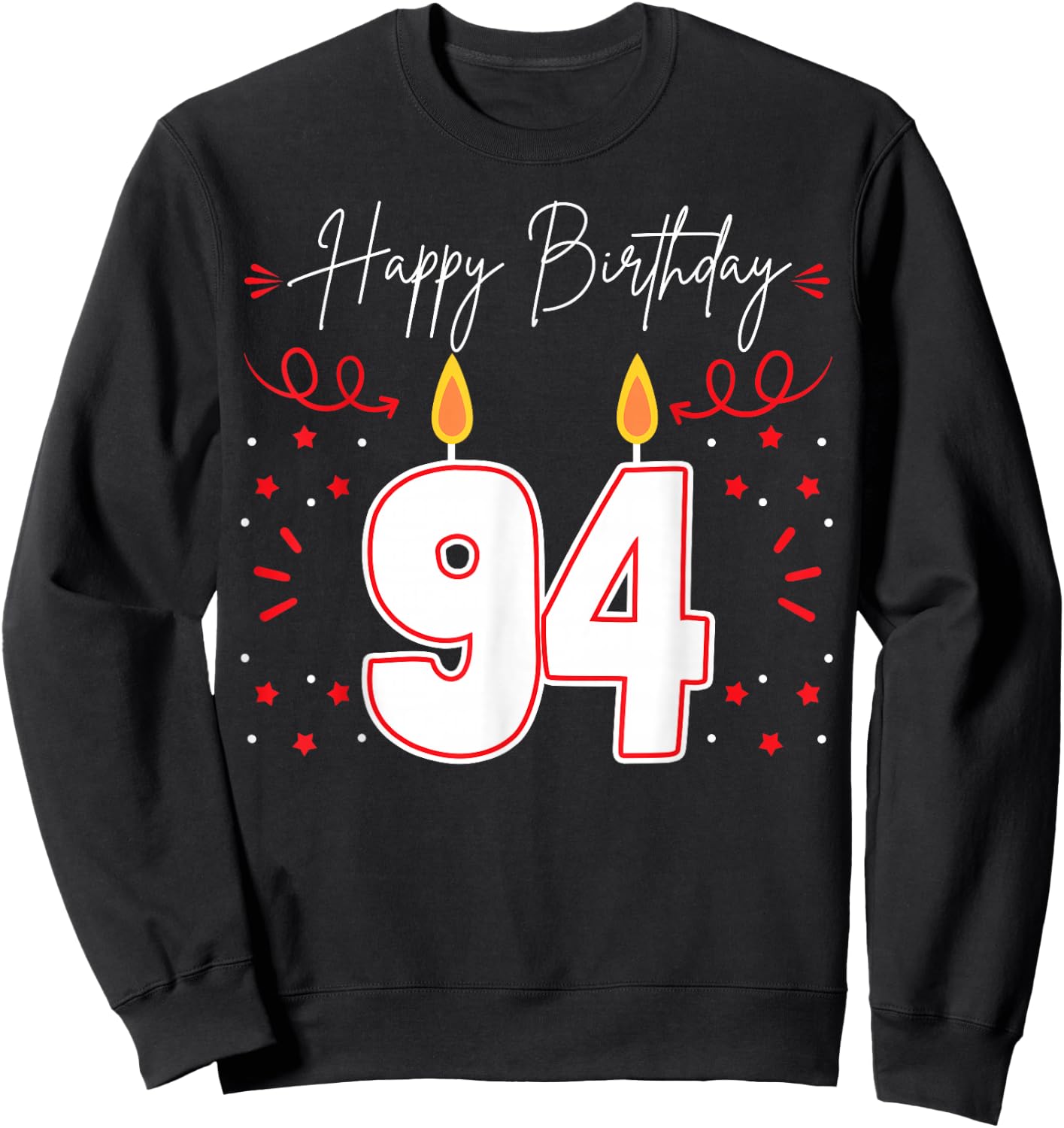 Candle 94 Birthday Party Decoration Wishes Candlelight Cake Sweatshirt - Sweatshirt | Black