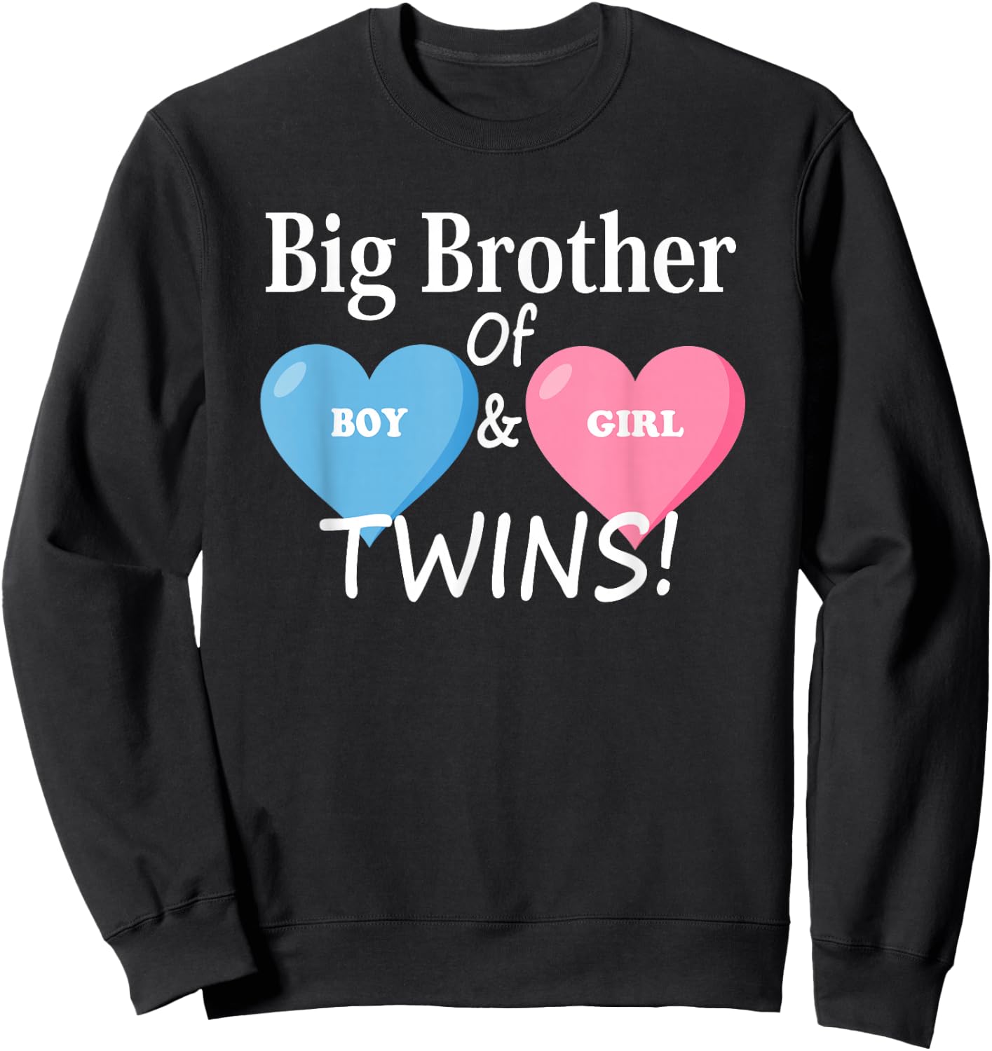 Sibling Heart for Twins and Twins, Big Brother of Boys and Girls Sweatshirt - Sweatshirt | Black