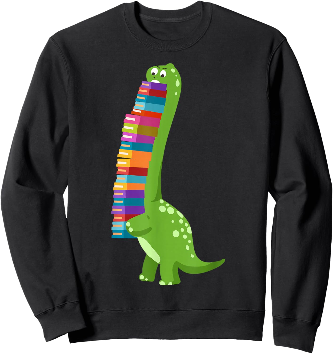Teachersaurus Dinosaur Teacher Shirt Dino Reading Book Sweatshirt - Sweatshirt | Black