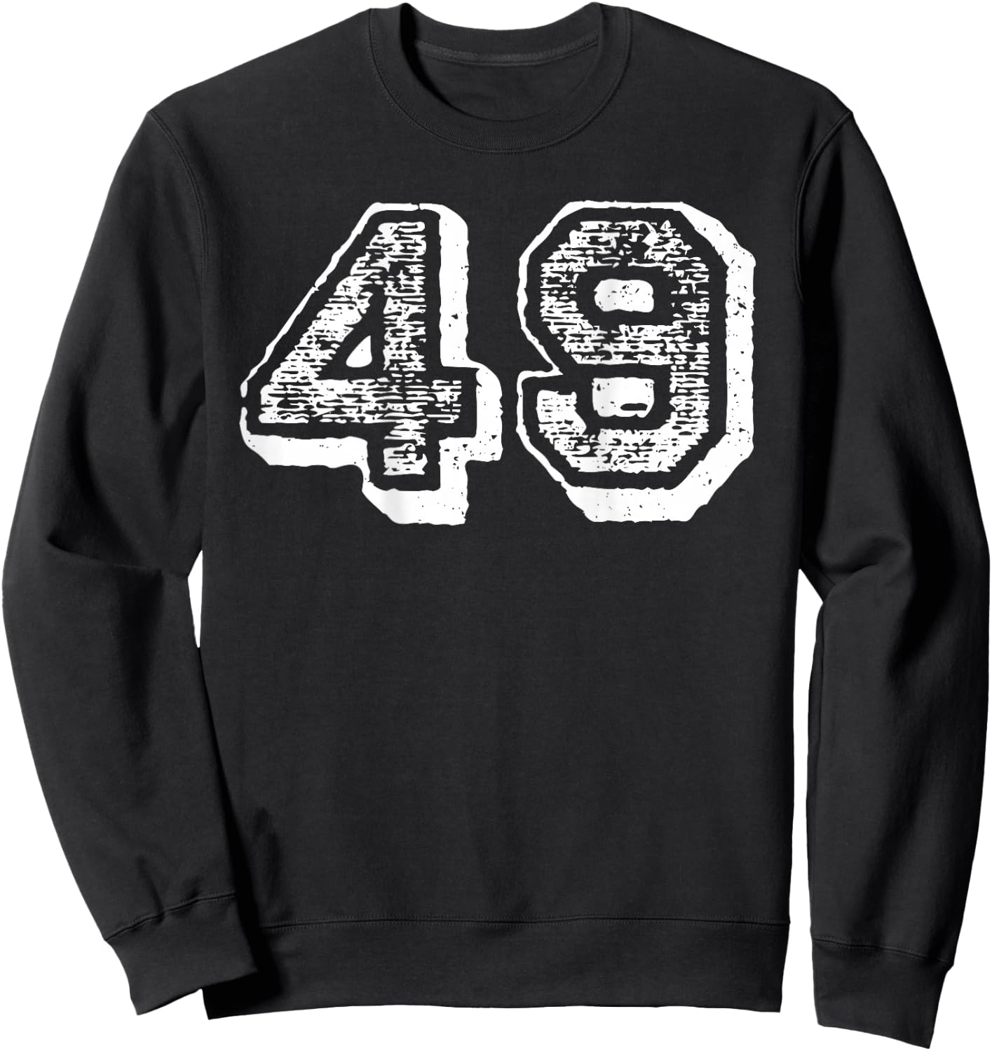 Number 49 Sports Jersey Player #49 Fan BACK PRINT Vintage Sweatshirt - Sweatshirt | Black