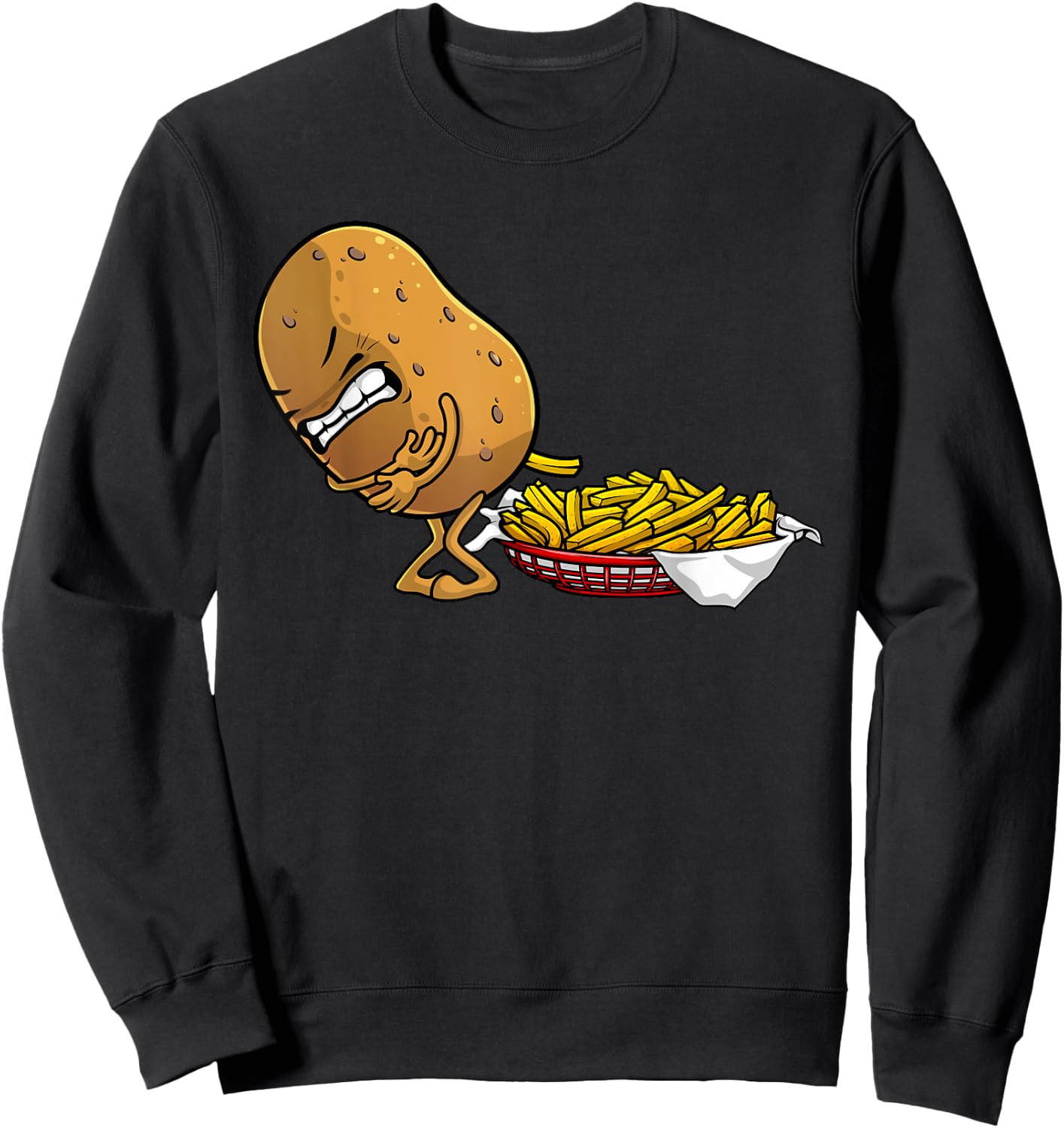 Funny French Fries Designs Women Potato Food Eaters Small Sweatshirt - Sweatshirt | Black