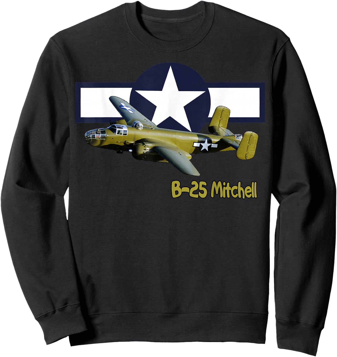 WW2 American B25J Mitchell Bomber Warplane Wings Wargamers Sweatshirt - Sweatshirt | Black