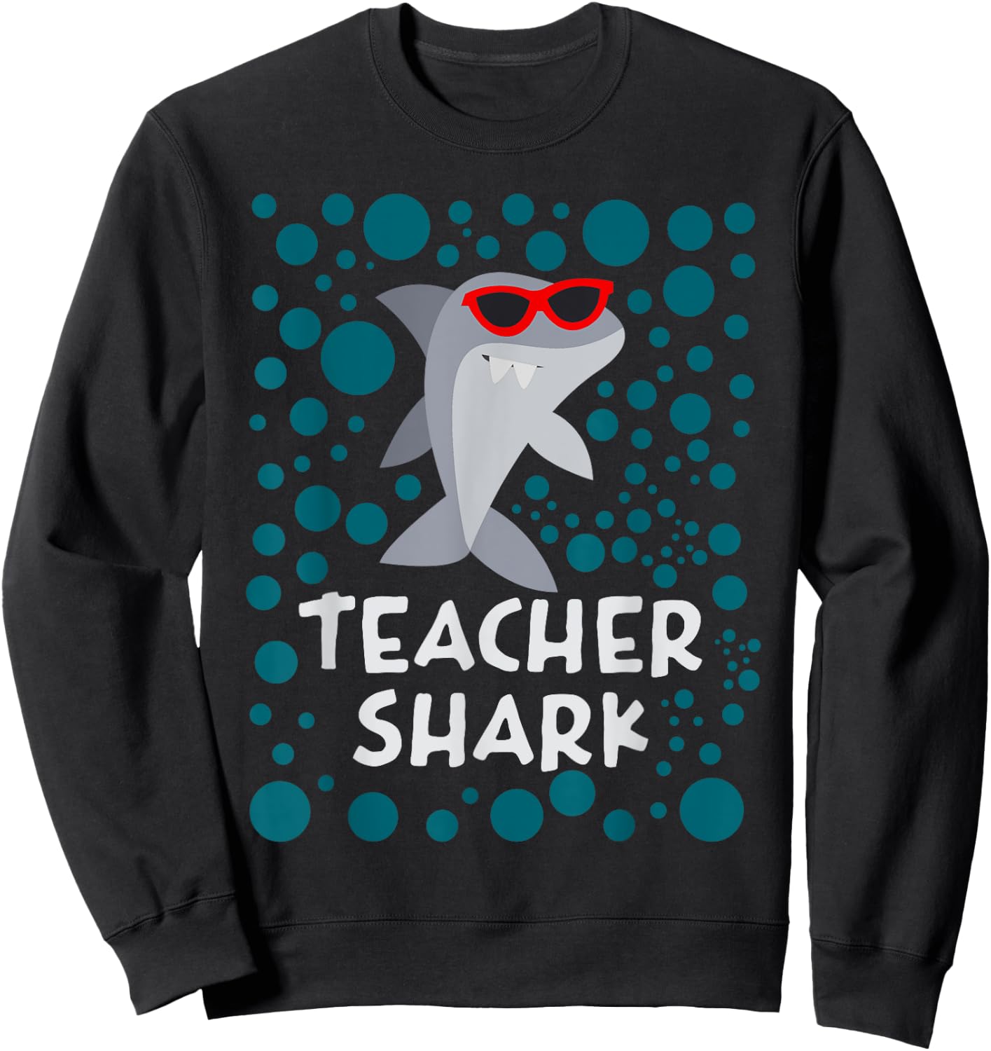 Funny Teacher Shark Women Kids Sweatshirt - Sweatshirt | Black