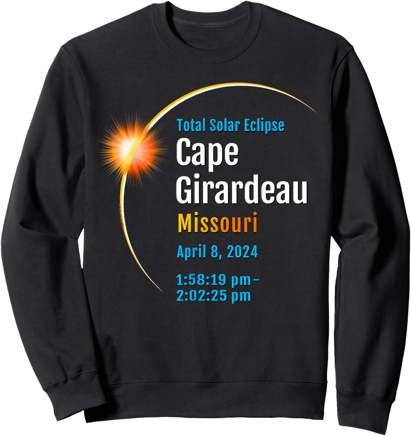 Cape Girardeau Missouri Total Solar Eclipse 2024 :: 1 :: Sweatshirt - Sweatshirt | Black