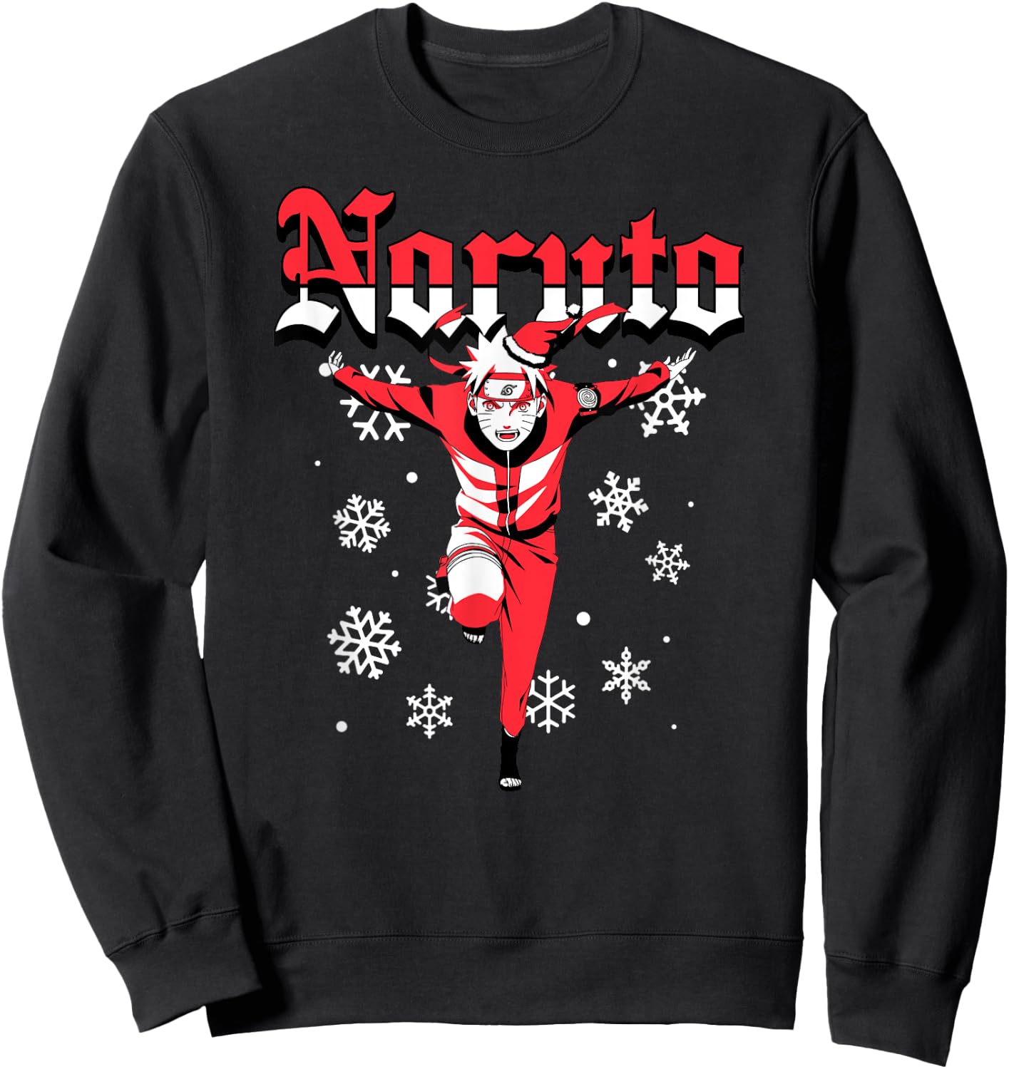 Naruto Shippuden Naruto Christmas Ninja Snowflakes Anime Sweatshirt - Sweatshirt | Black