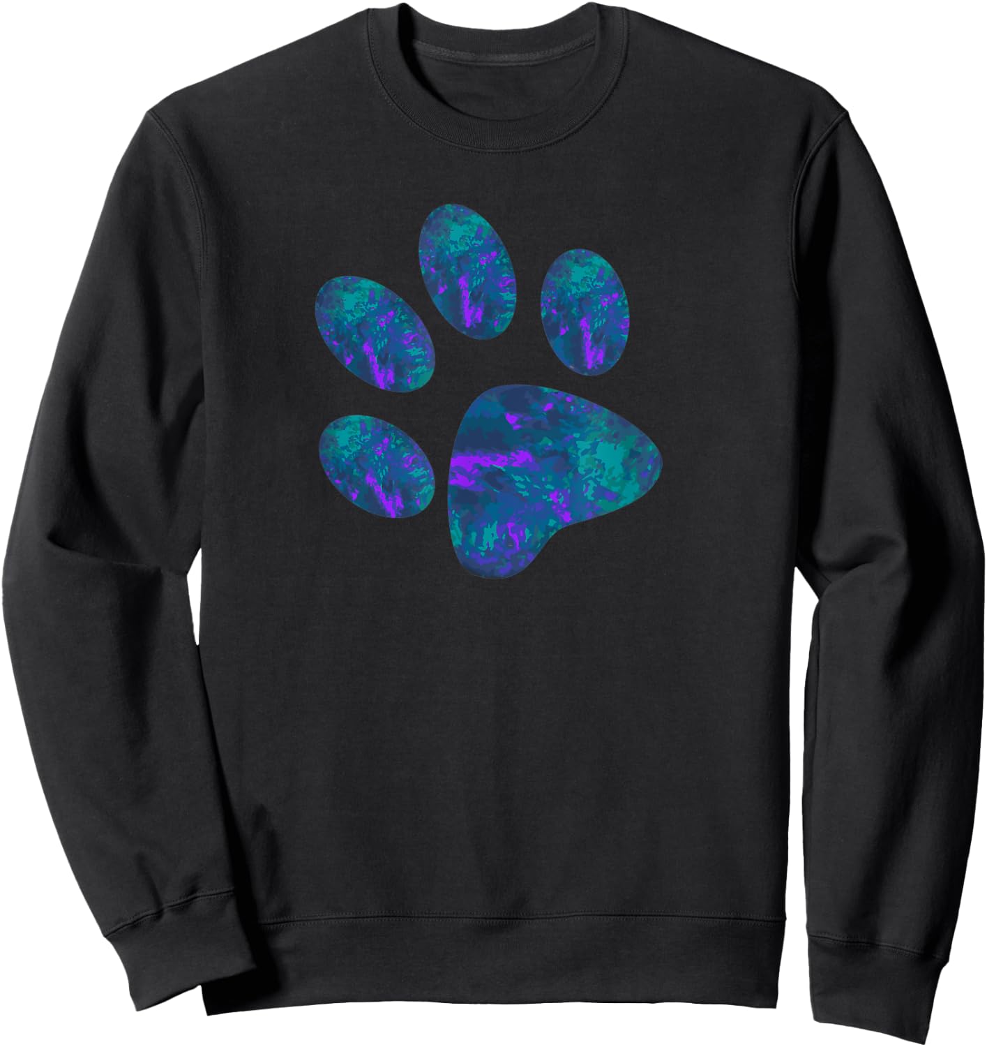 Cyan Blue Violet teal Dog Paw Print For Dogs Lover Men Women Kids Sweatshirt - Sweatshirt | Black