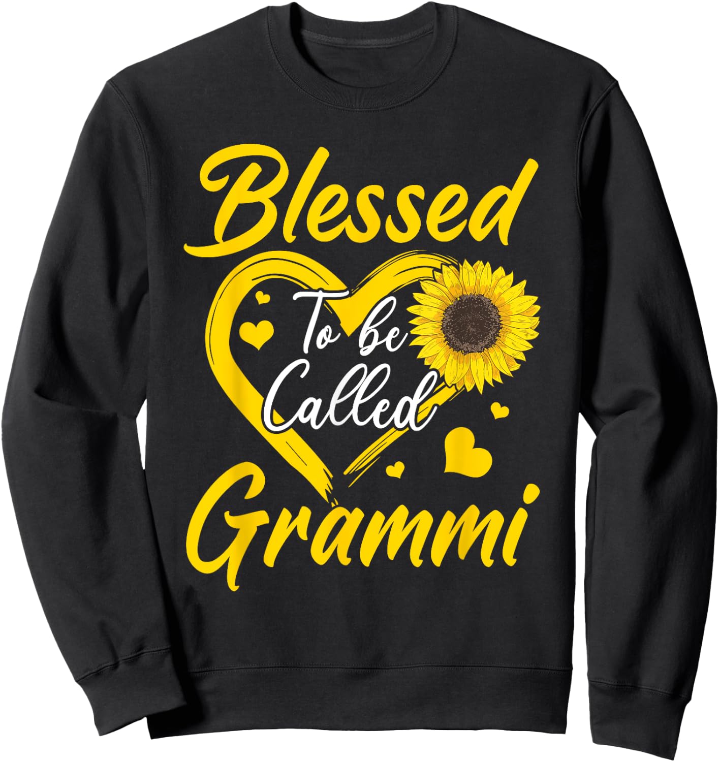 Blessed To Be Called Grammi Sunflower Heart Mother's Day Sweatshirt - Sweatshirt | Black