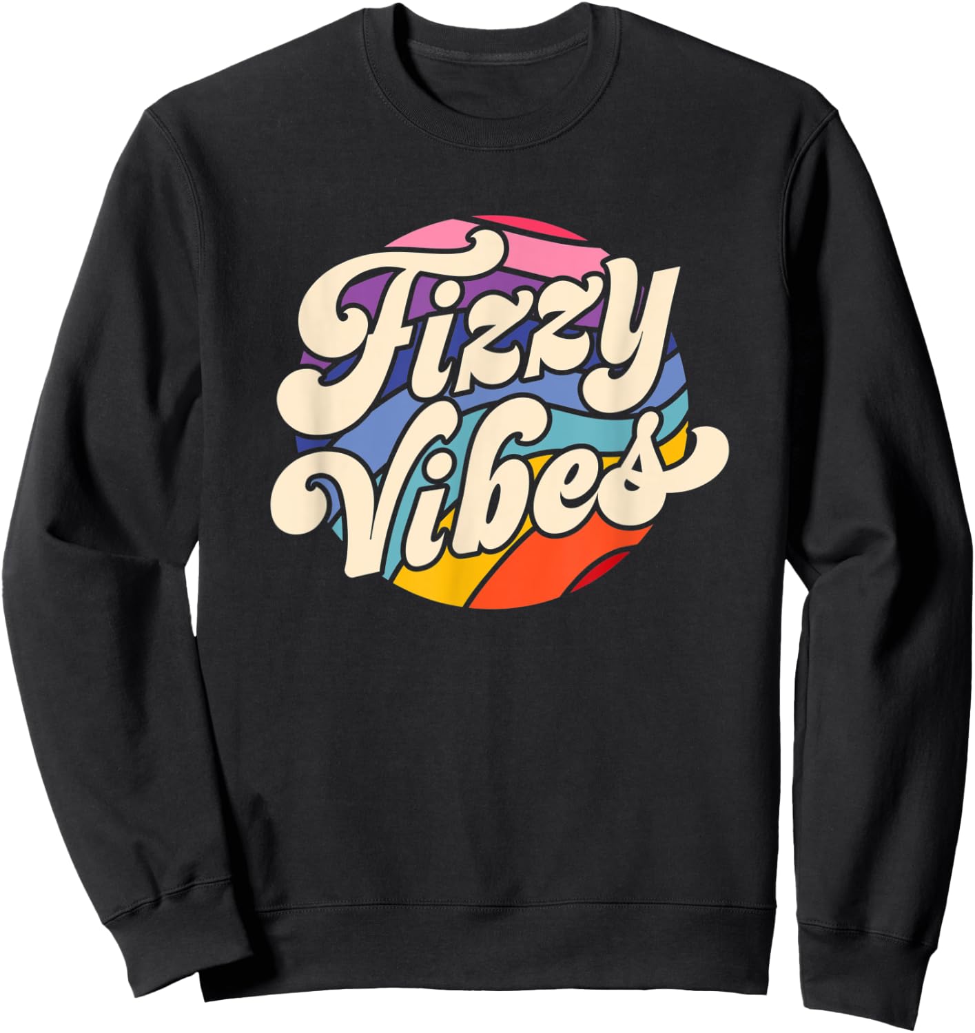 Fizzy Vibes - 70s Inspired Boho Hippie Sweatshirt - Sweatshirt | Black