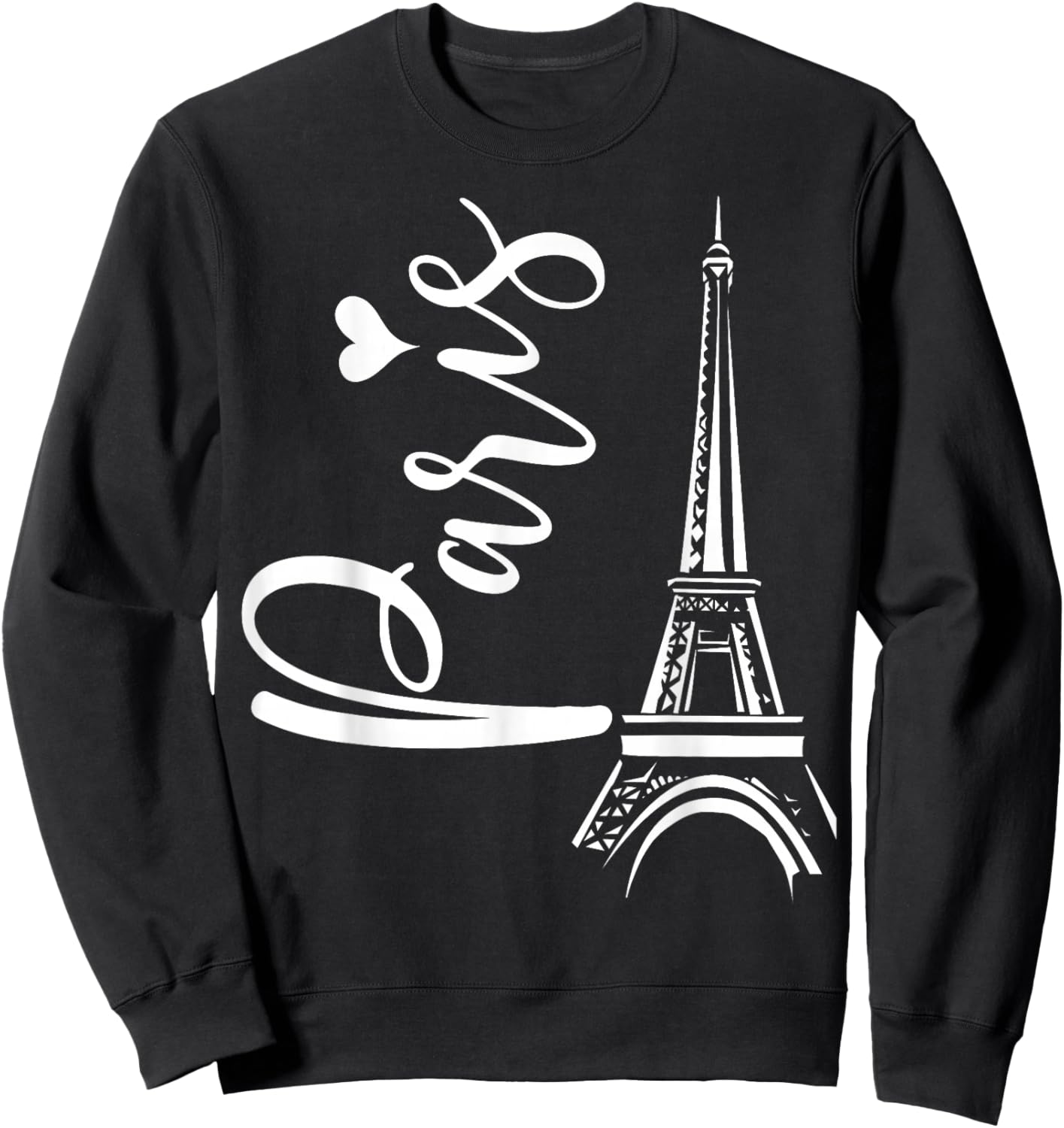 Cute Paris Eiffel Tower Love Heart Young Women's Travel Gift Sweatshirt - Sweatshirt | Black