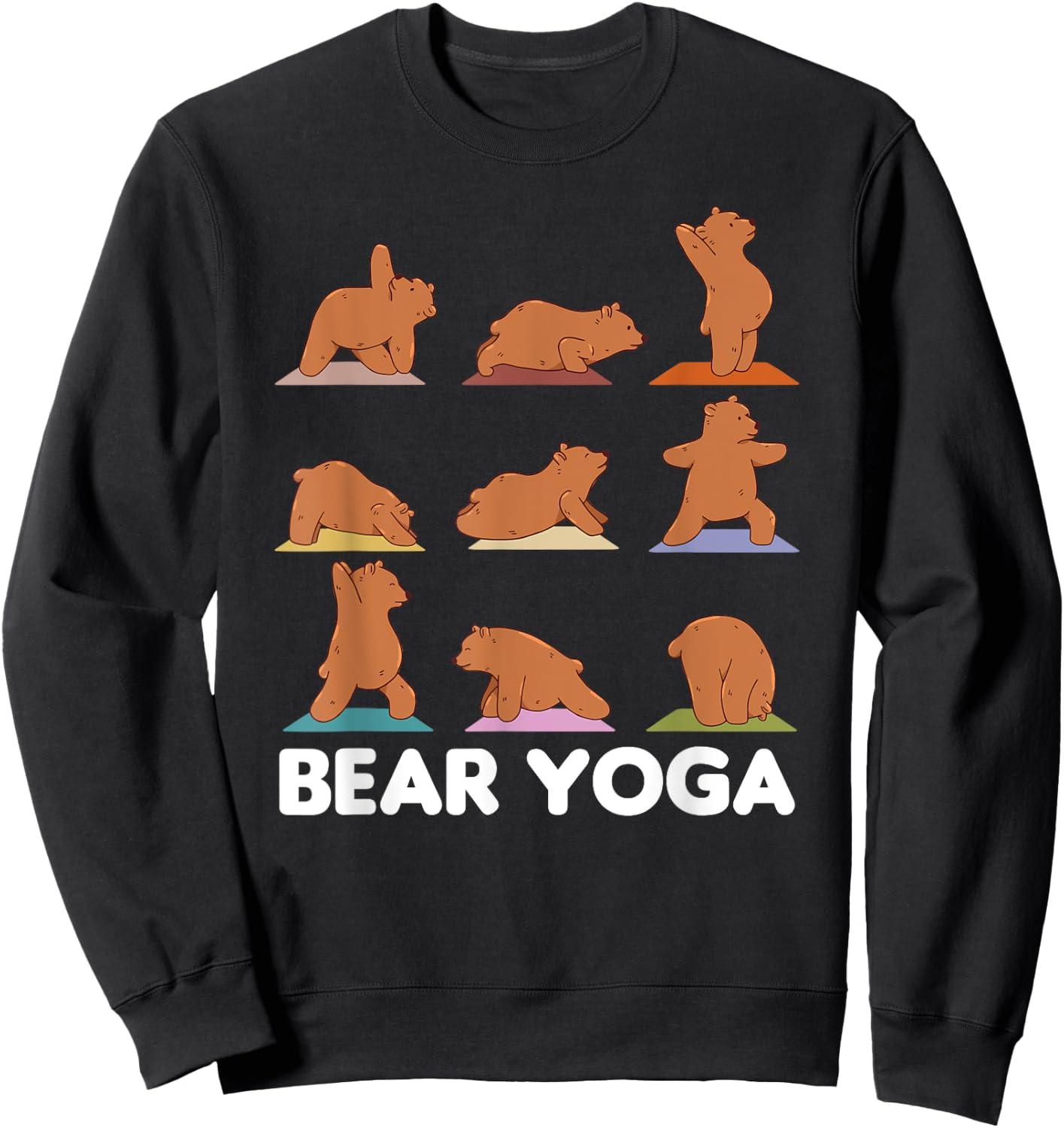 Bear Yoga Cute Bears Doing Sport Bear Yoga Namaste Sweatshirt - Sweatshirt | Black