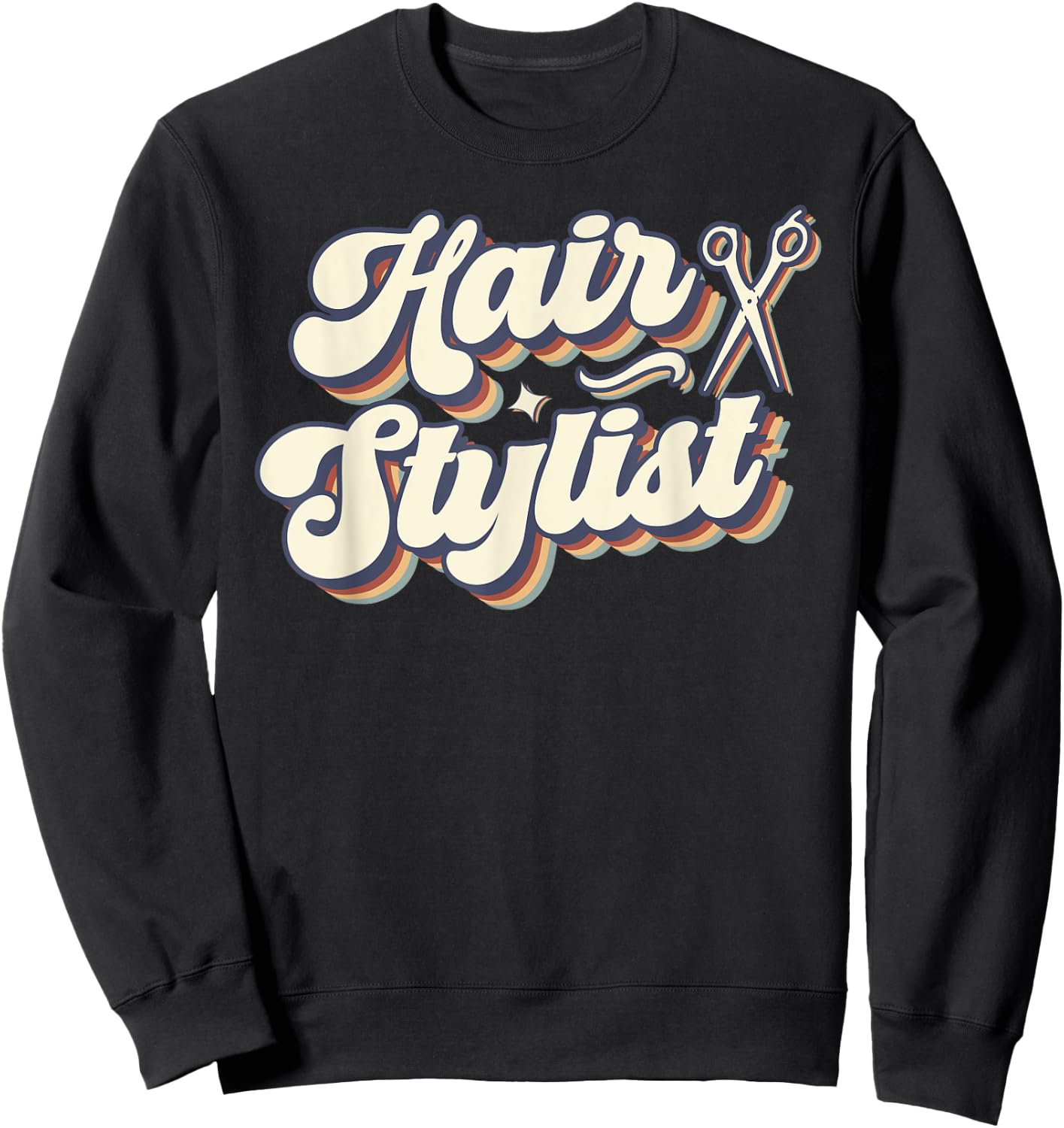 Hair Stylist Retro Groovy Hairdresser Salon Men Women Sweatshirt - Sweatshirt | Black