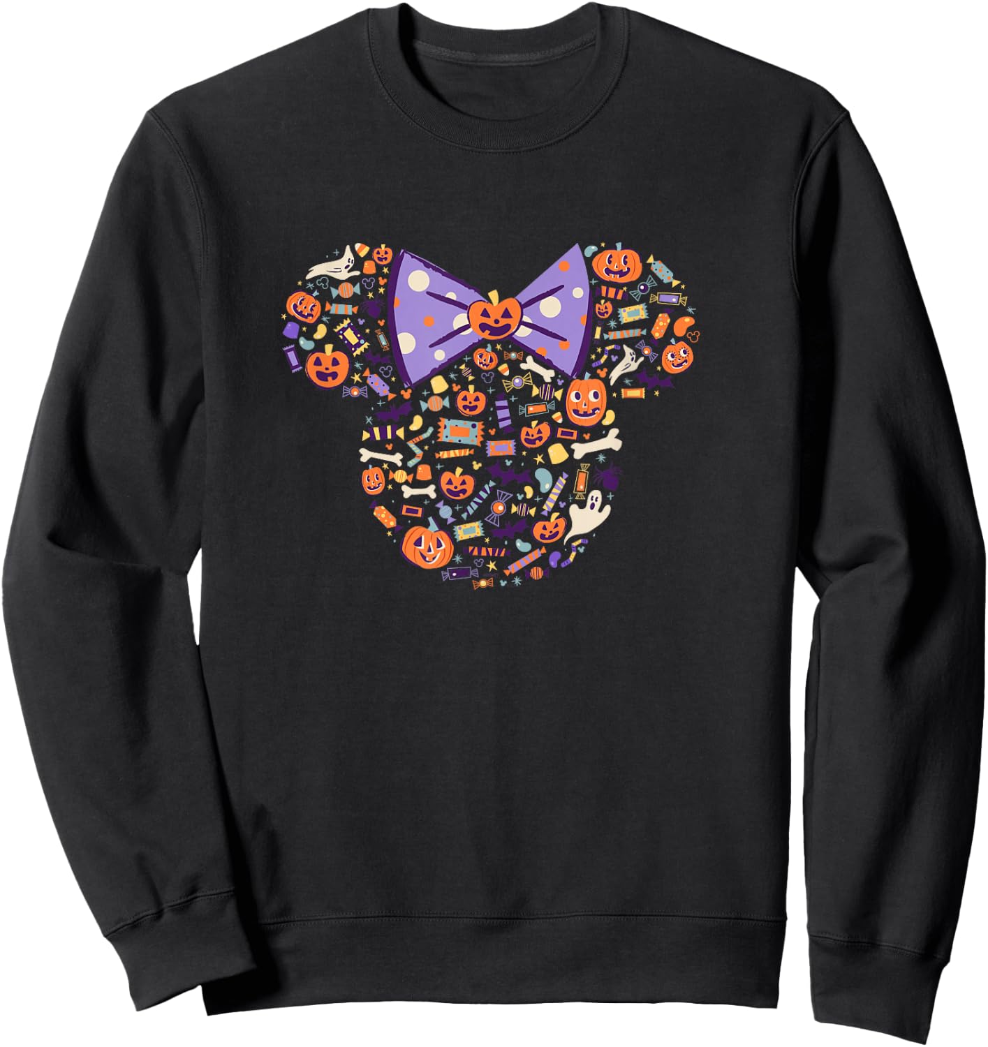 Disney Minnie Mouse Icon Candy and Pumpkins Halloween Sweatshirt - Sweatshirt | Black