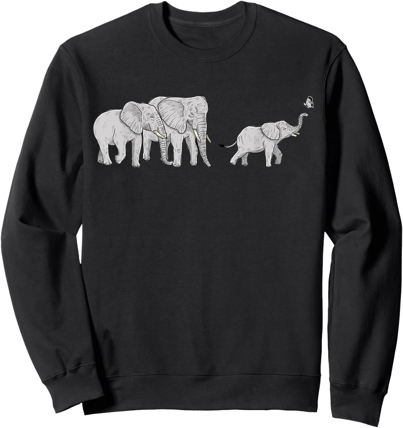 Cute Elephant Baby Butterfly Sweatshirt - Sweatshirt | Black