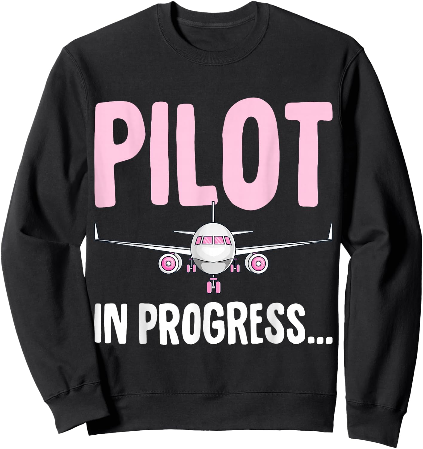 Pilot In Progress Airplane Plane Women Girls Kids Sweatshirt - Sweatshirt | Black
