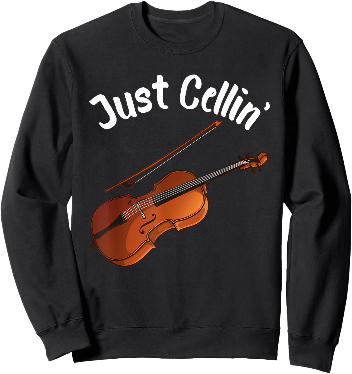 Funny Cello Designs Women Music Fan Lover Musicians Sweatshirt - Sweatshirt | Black
