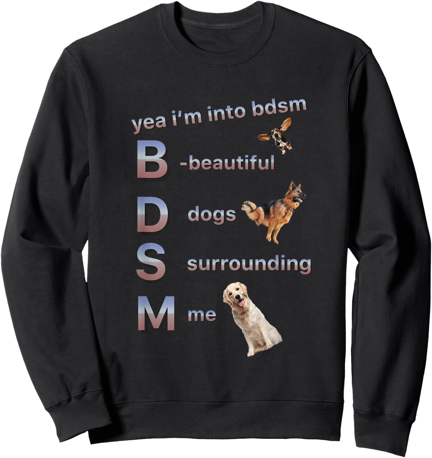 Yea I'm Into Bdsm (beautiful Dogs Surrounding Me), Funny Dog Sweatshirt - Sweatshirt | Black