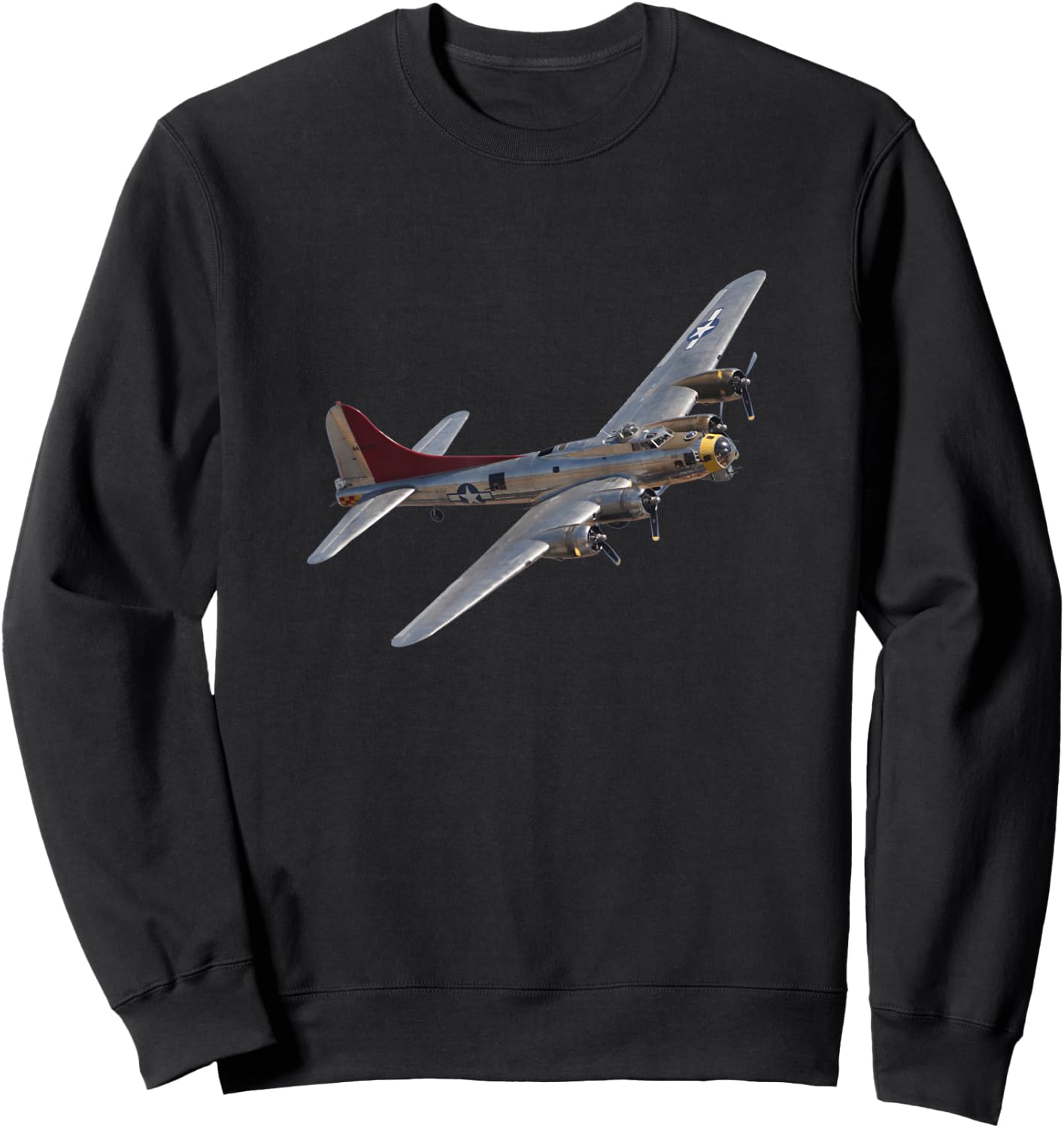 B17 Flying-Fortress WWII Fighter Plane USA History Sweatshirt - Sweatshirt | Black