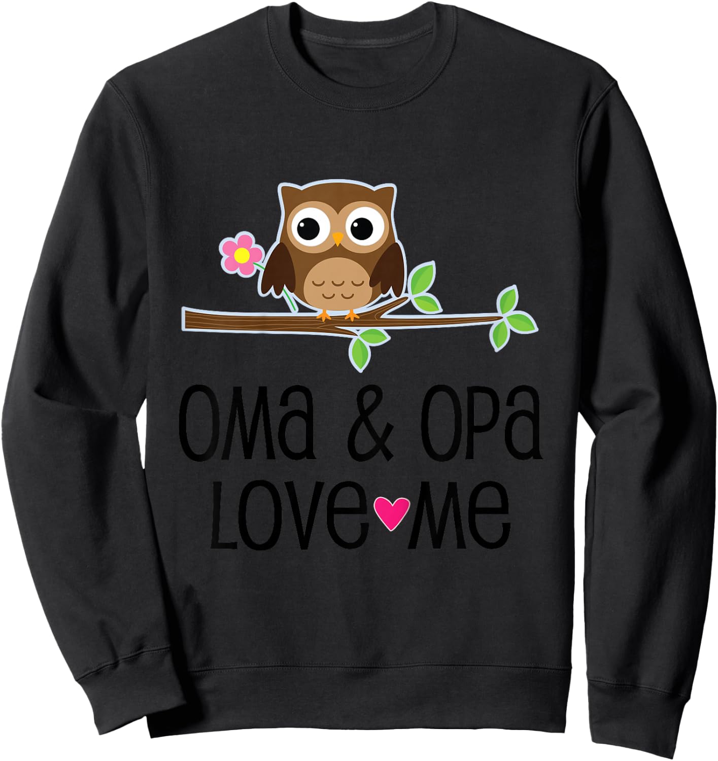 Kids Oma and Opa Love Me Grandchild Owl Sweatshirt - Sweatshirt | Black