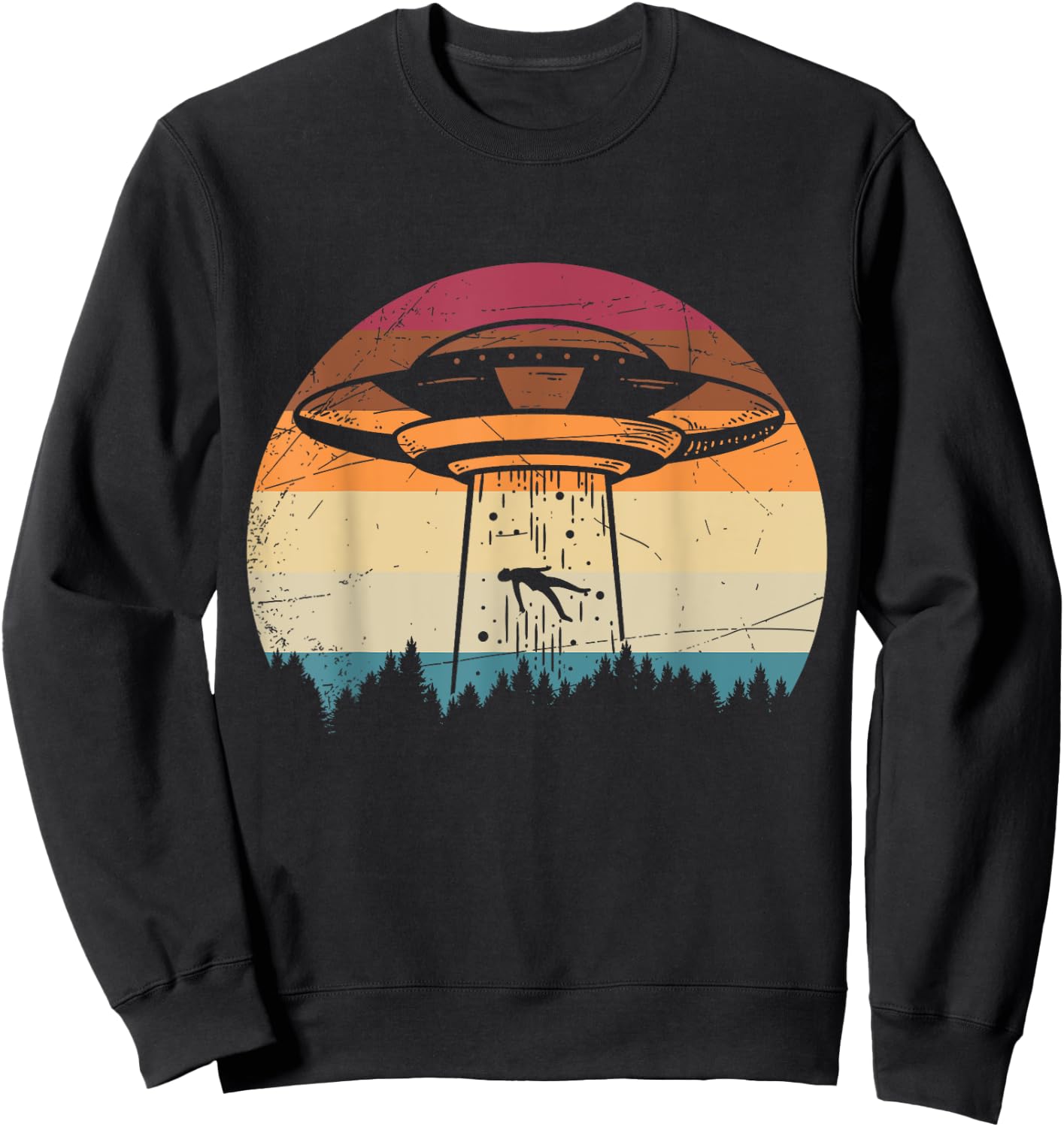 Retro UFO Alien Sweatshirt - Sweatshirt | Black