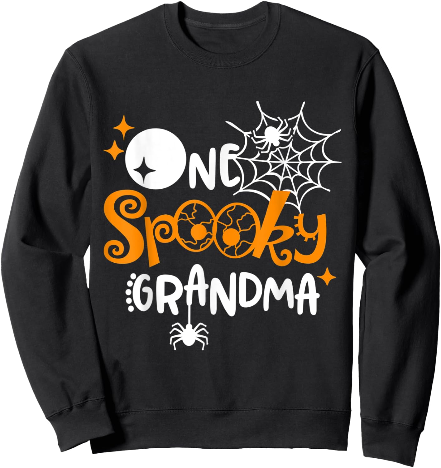 One Spooky Grandma Funny Halloween Bats Spider Web Sweatshirt - Sweatshirt | Black
