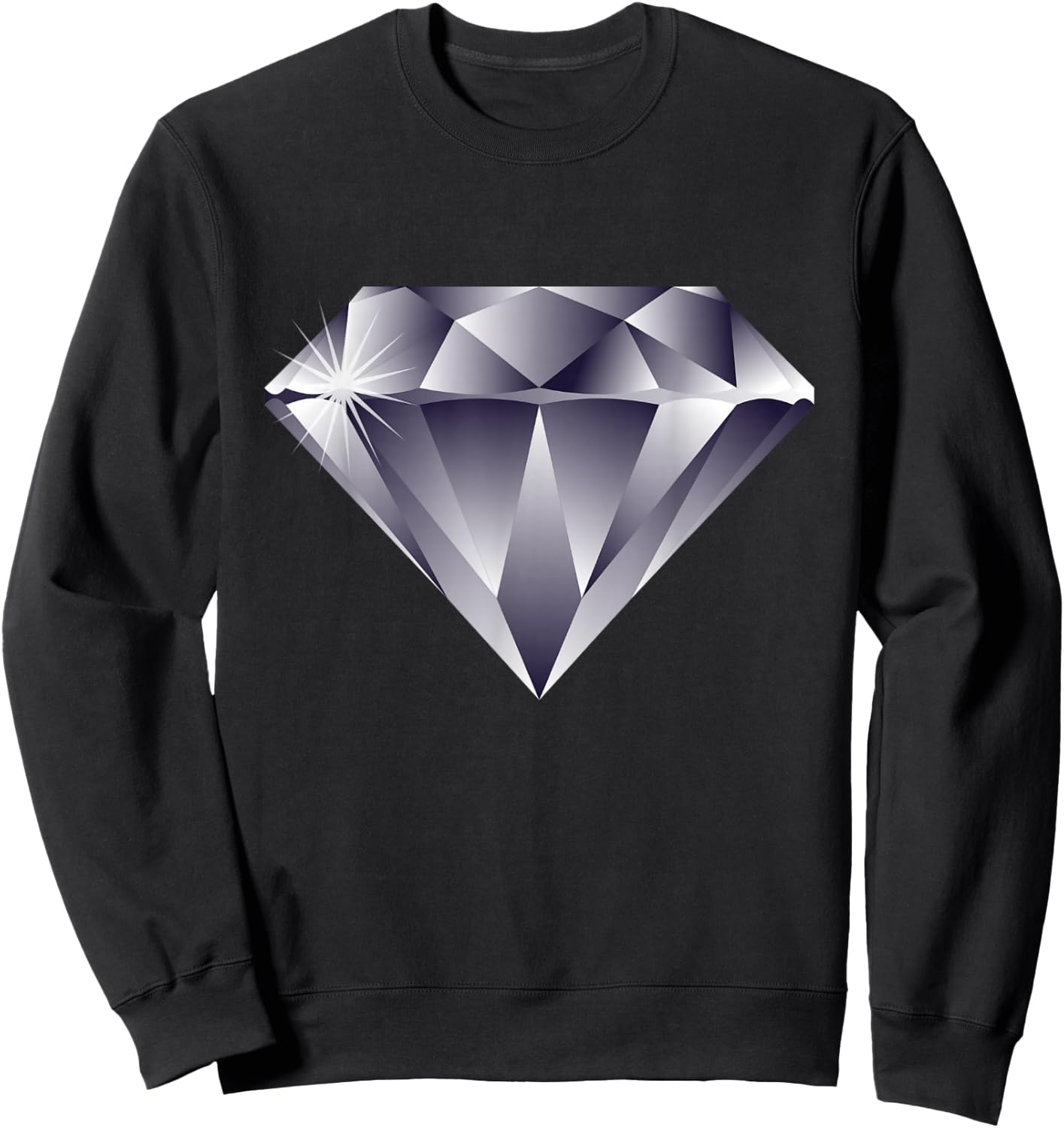 Large Sparkling Diamond Gemstone Jewel Graphic Sweatshirt - Sweatshirt | Black