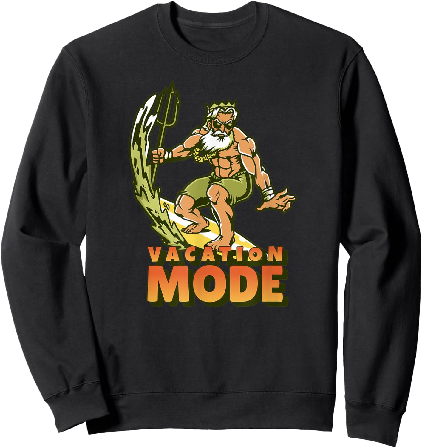 Hawaiian Zeus Hawaii Vacation Mode Greek Mythology God Surf Sweatshirt - Sweatshirt | Black