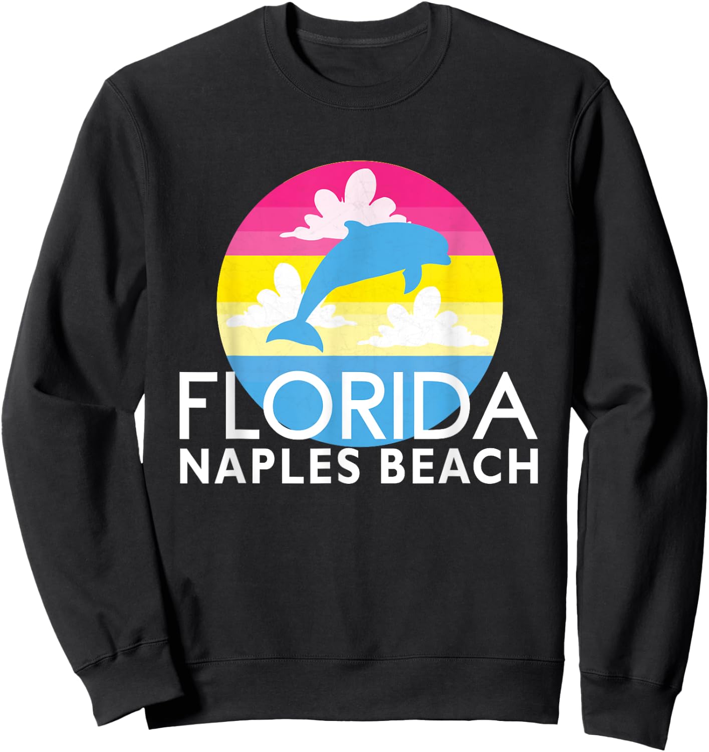 Pink Dolphin Sunset Naples Beach FL Dolphin Naples Florida Men Women Girls Kids Sweatshirt - Sweatshirt | Black